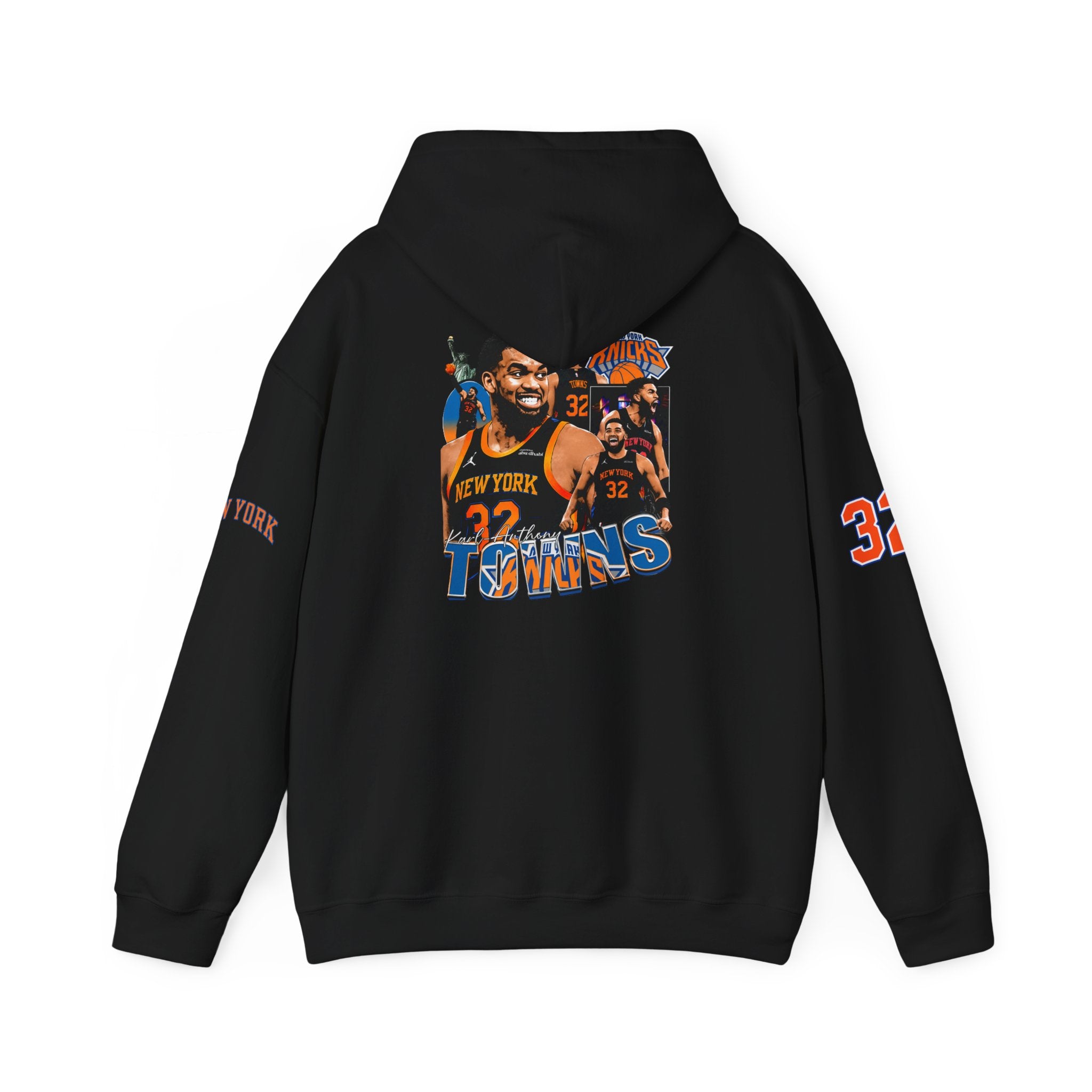 New York Knicks Retro Logo Hoodie — 32 Jersey Sleeve Basketball Pullover