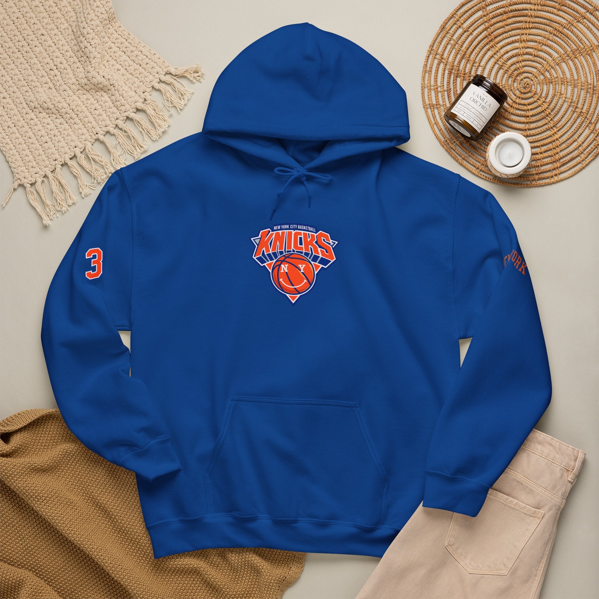 New York Knicks Jersey Hoodie — 'Towns 32' Retro Basketball Pullover