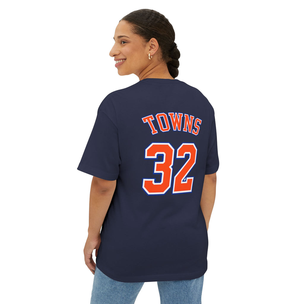 Knicks 'Towns 32' Boxy Tee — Retro Basketball Team Jersey Shirt