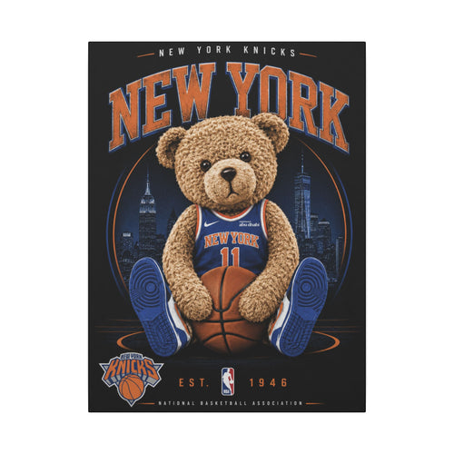 *LIMITED TIME* New York Knicks Teddy Bear Canvas Print — NBA Basketball Wall Art