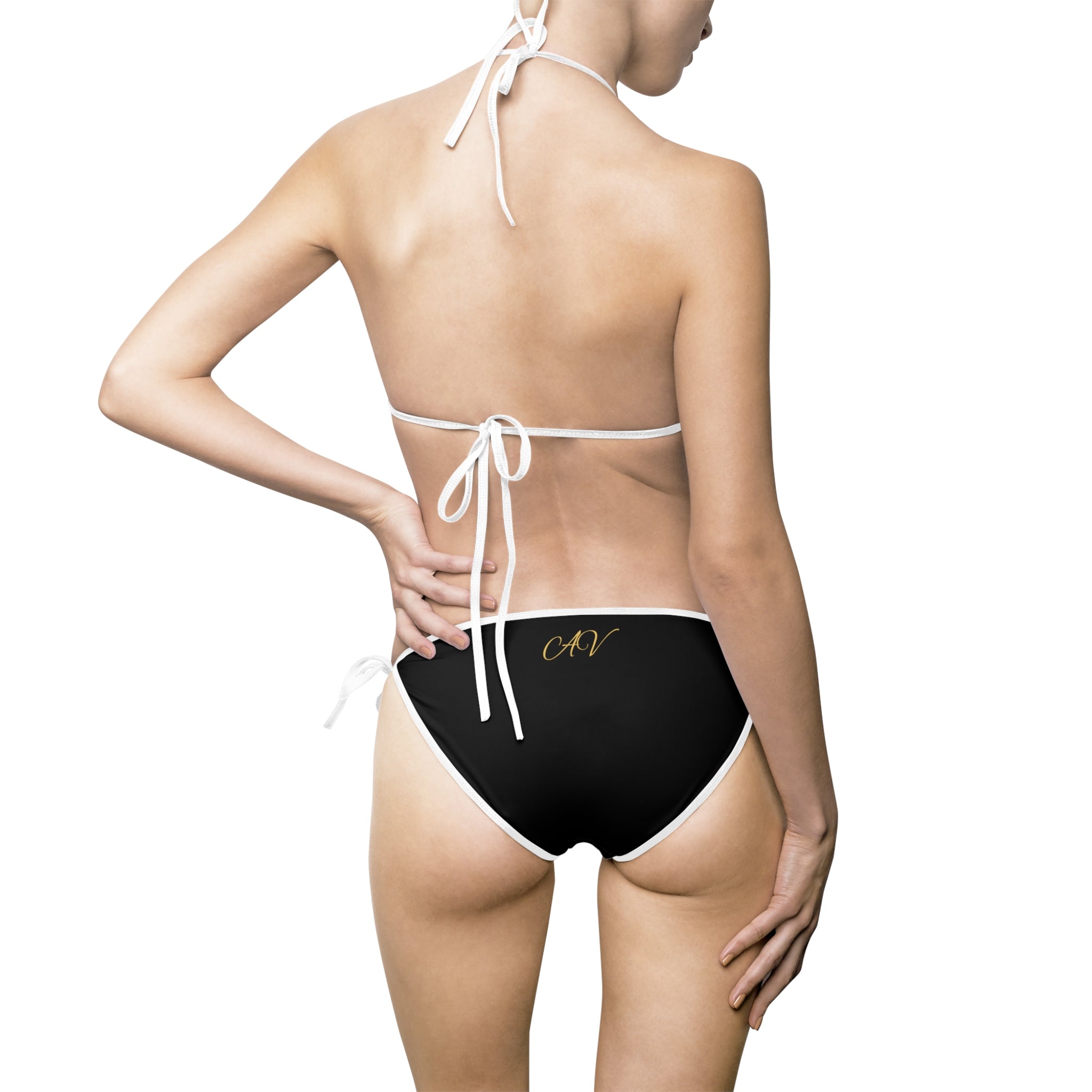 Black Contrast String Bikini — Women's Two-Piece Swimsuit
