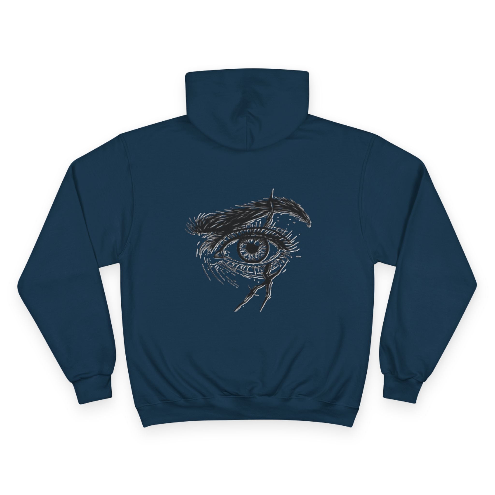 White Hoodie with Sketch Eye Graphic