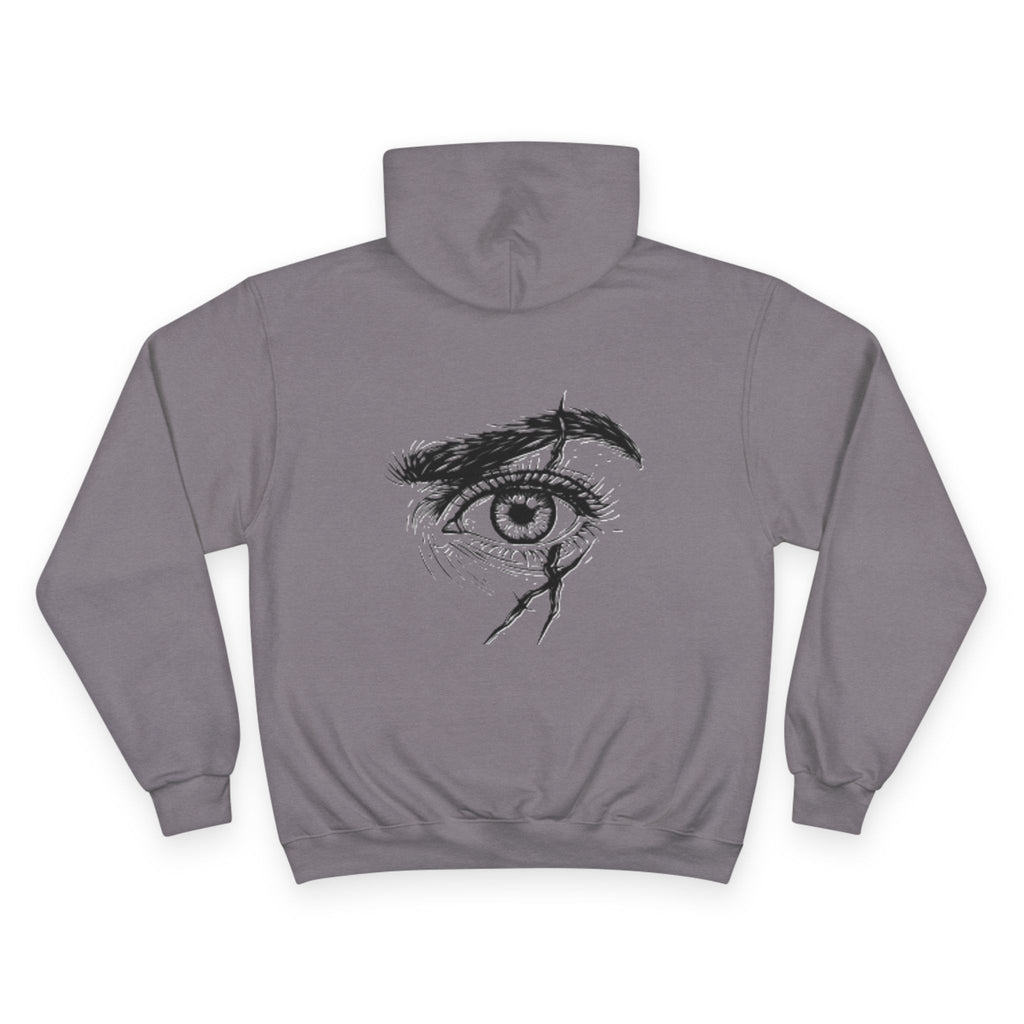 White Hoodie with Sketch Eye Graphic