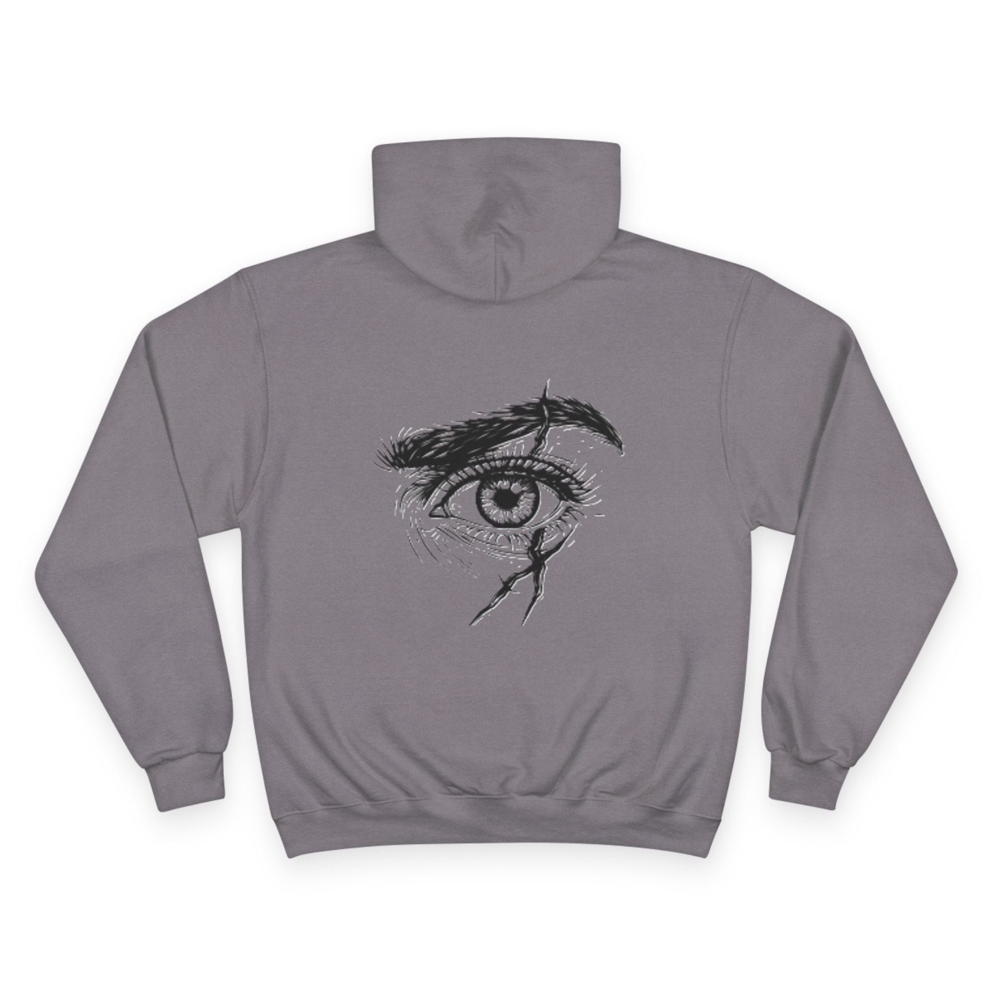 White Hoodie with Sketch Eye Graphic