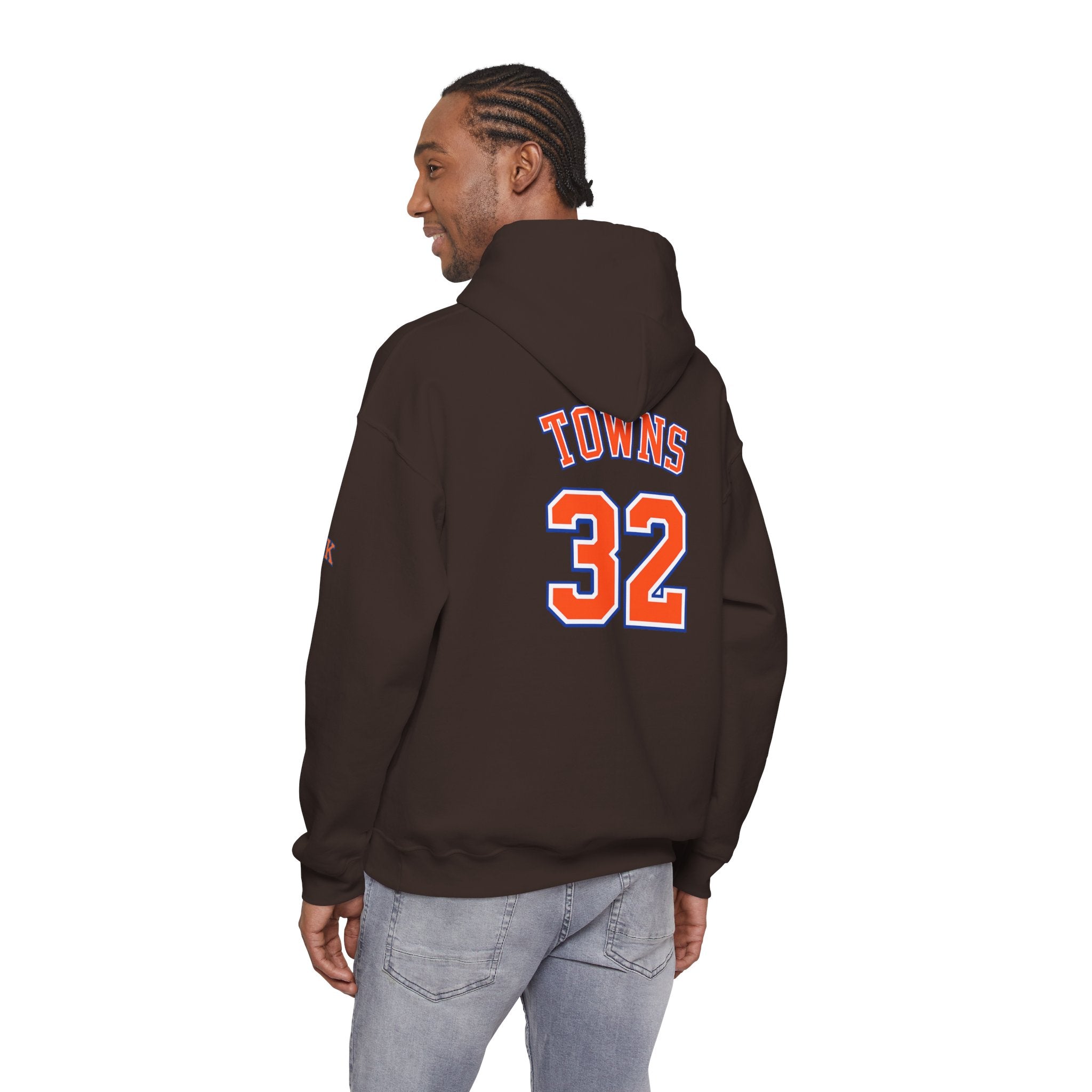 New York Knicks Jersey Hoodie — 'Towns 32' Retro Basketball Pullover
