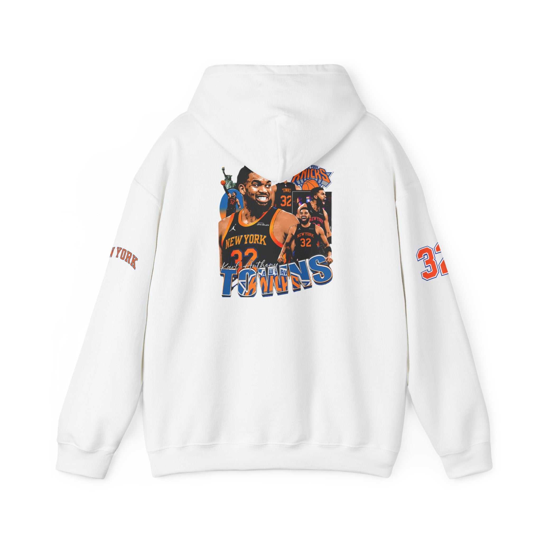 New York Knicks Retro Logo Hoodie — 32 Jersey Sleeve Basketball Pullover