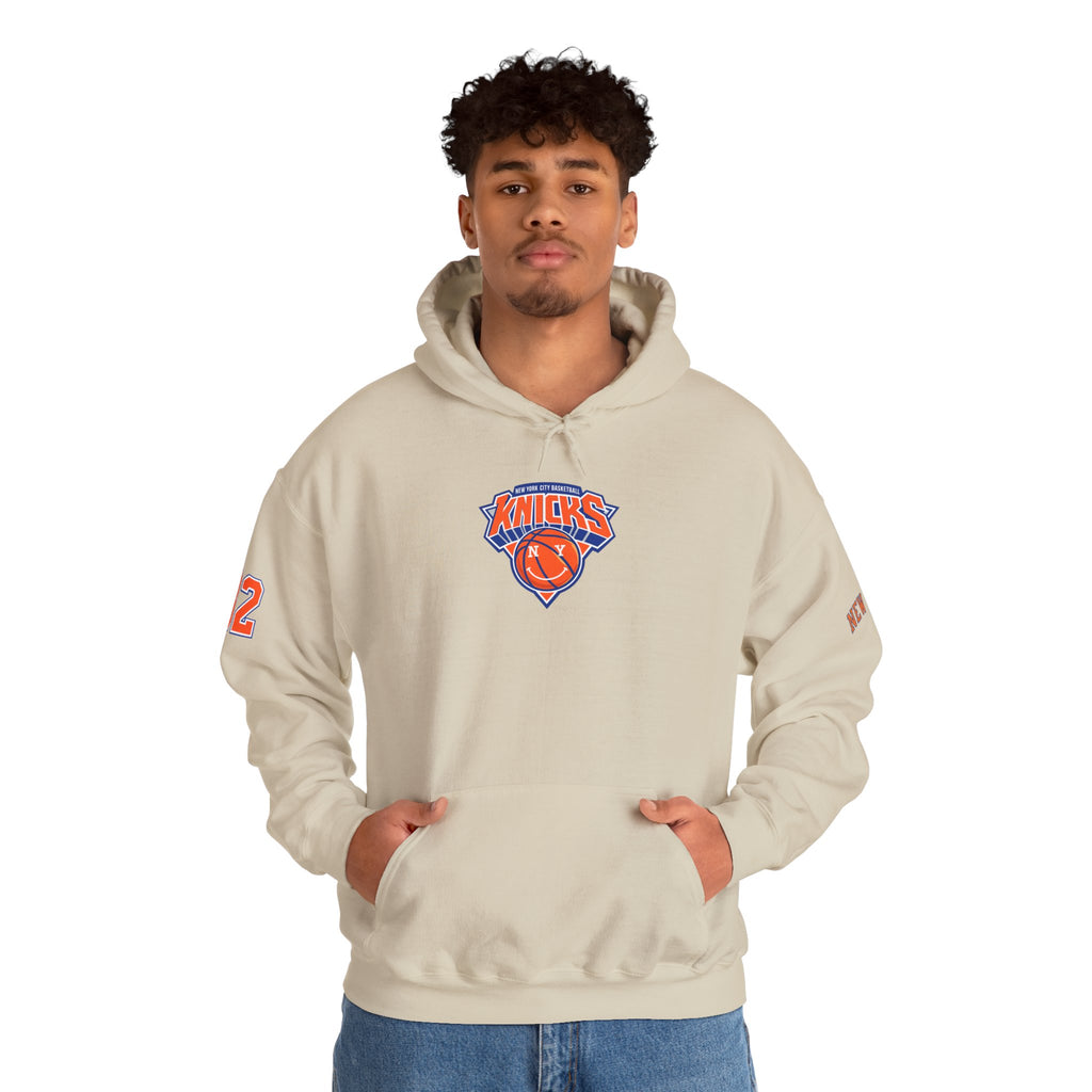 New York Knicks Retro Logo Hoodie — 32 Jersey Sleeve Basketball Pullover