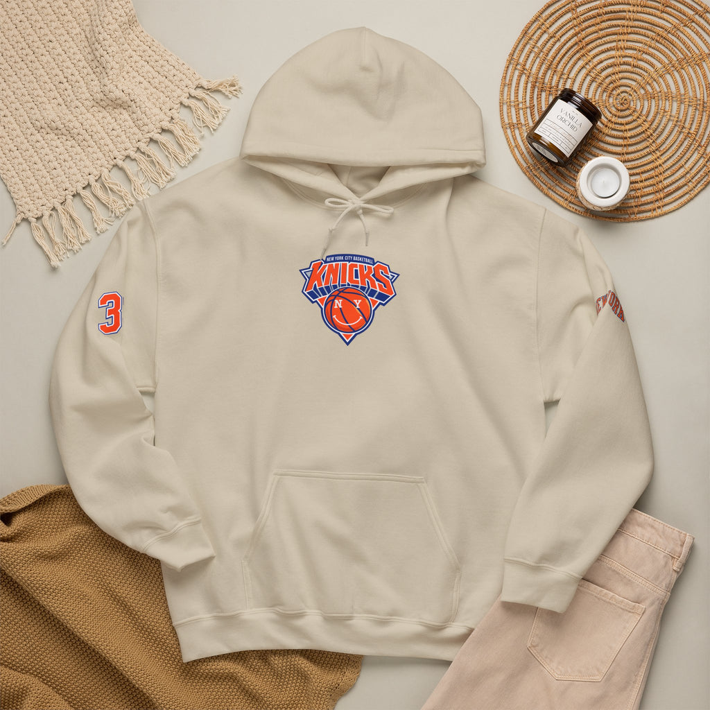 New York Knicks Retro Logo Hoodie — 32 Jersey Sleeve Basketball Pullover
