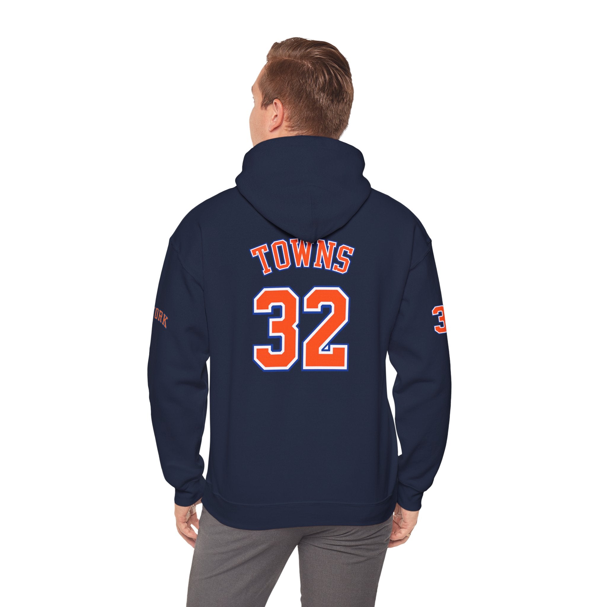 New York Knicks Jersey Hoodie — 'Towns 32' Retro Basketball Pullover
