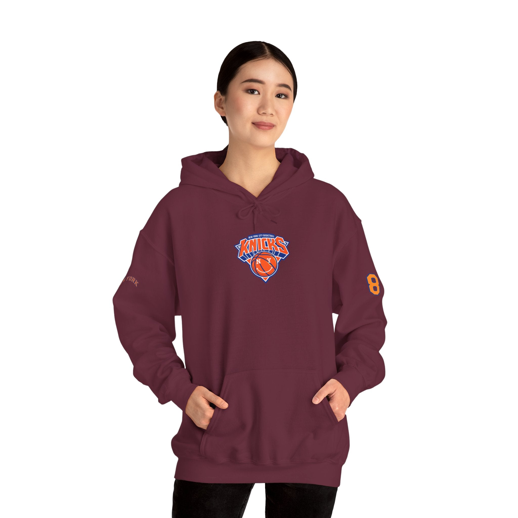 Knicks #8 Anunoby Basketball Hoodie — NYR Team Logo Back Number Sweatshirt