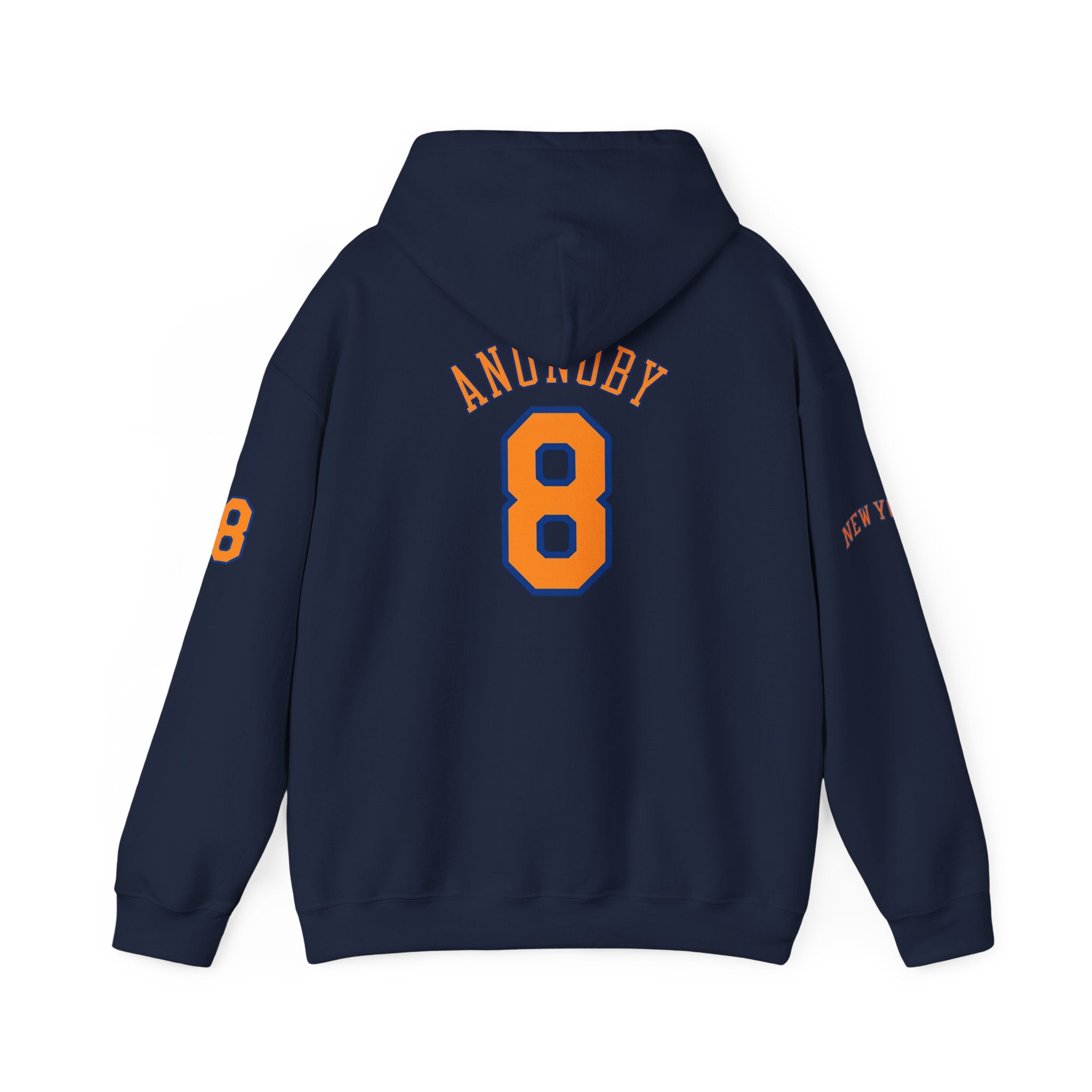 Knicks #8 Anunoby Basketball Hoodie — NYR Team Logo Back Number Sweatshirt