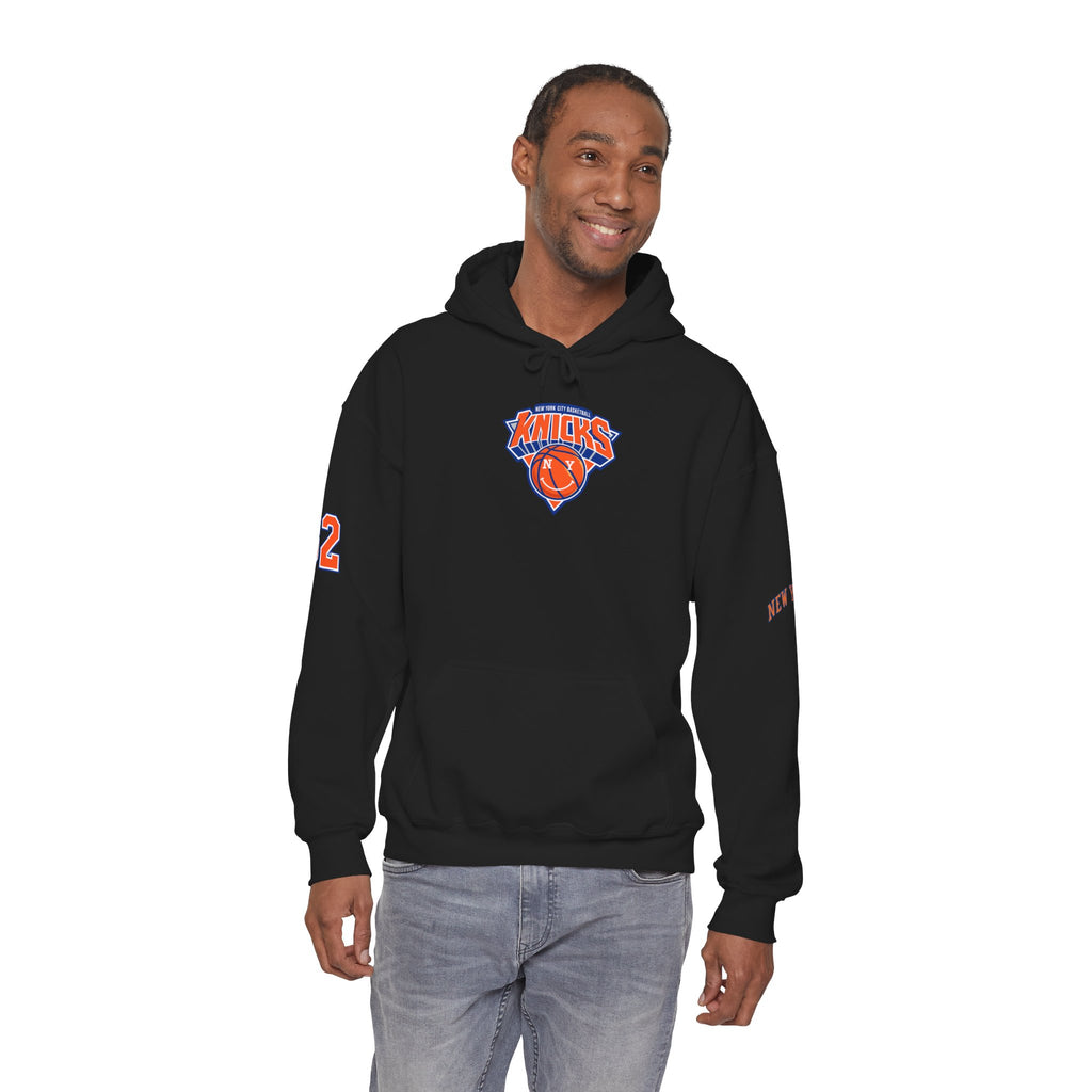 New York Knicks Retro Logo Hoodie — 32 Jersey Sleeve Basketball Pullover