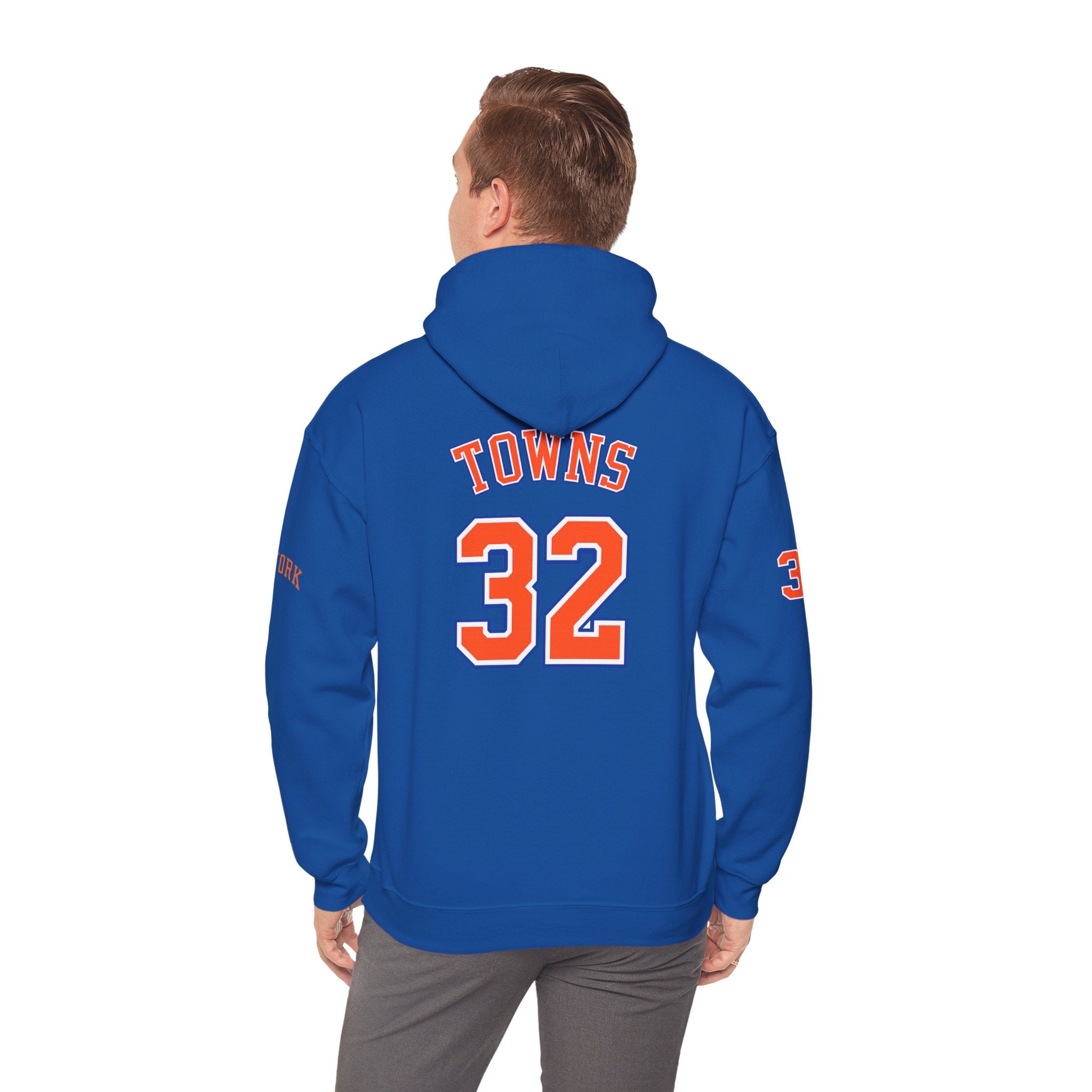 New York Knicks Jersey Hoodie — 'Towns 32' Retro Basketball Pullover