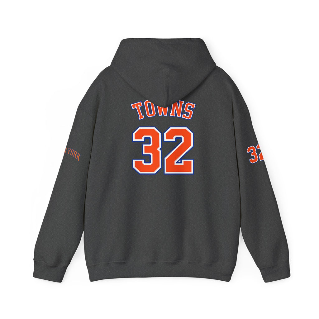 New York Knicks Jersey Hoodie — 'Towns 32' Retro Basketball Pullover