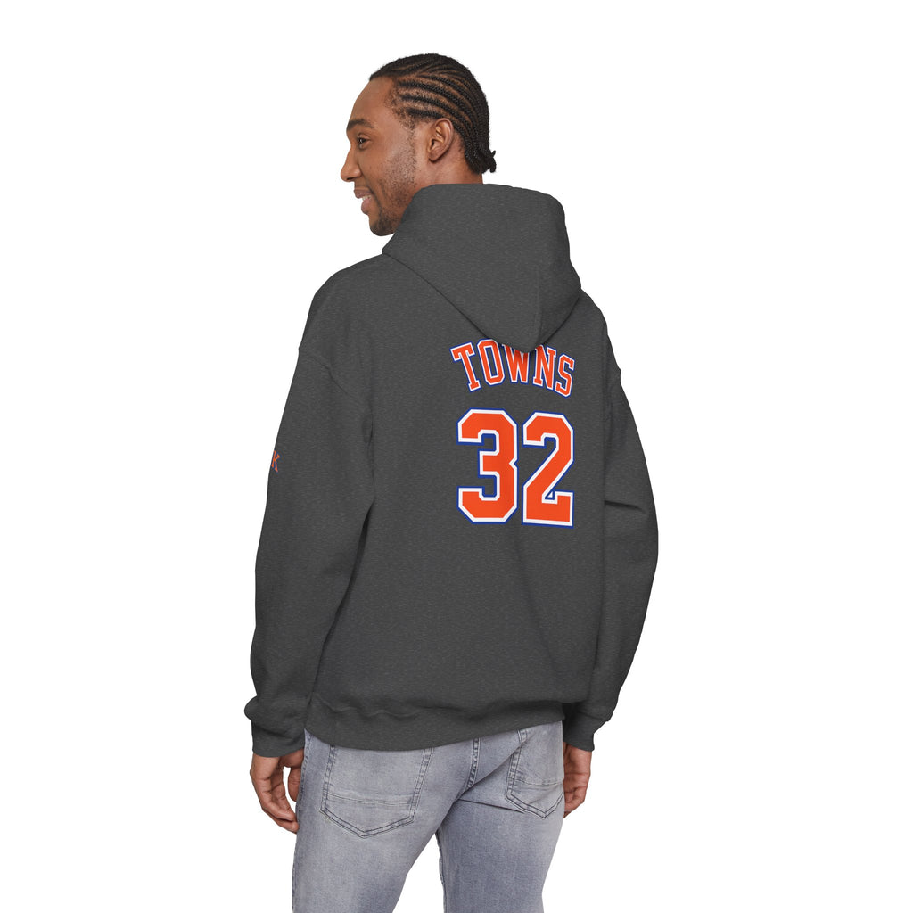 New York Knicks Jersey Hoodie — 'Towns 32' Retro Basketball Pullover