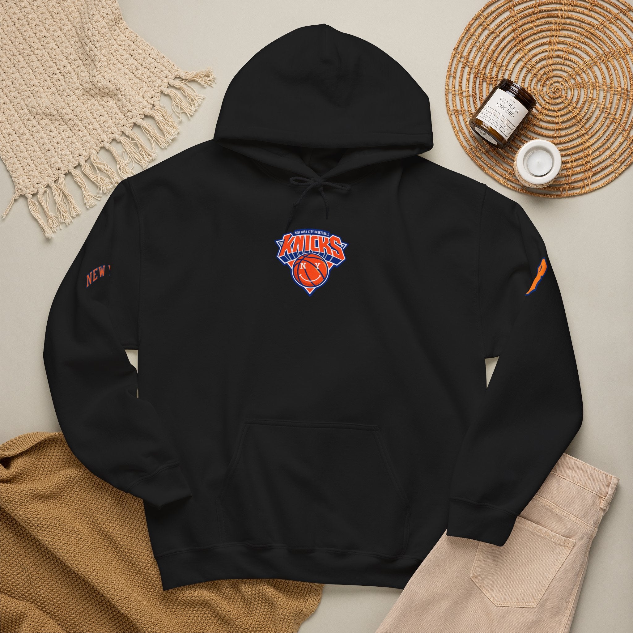 Knicks #8 Anunoby Basketball Hoodie — NYR Team Logo Back Number Sweatshirt
