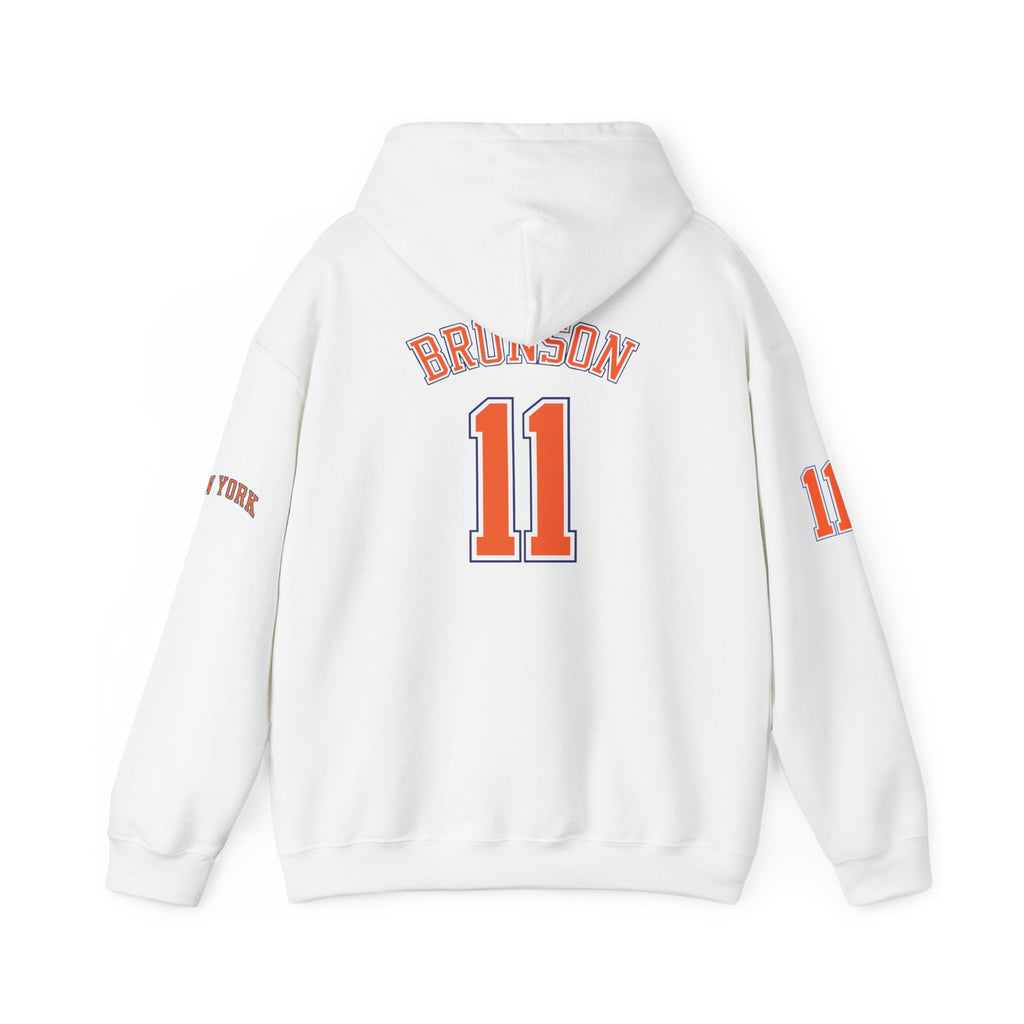 Knicks Jersey Hoodie — Brunson #11 White Basketball Pullover