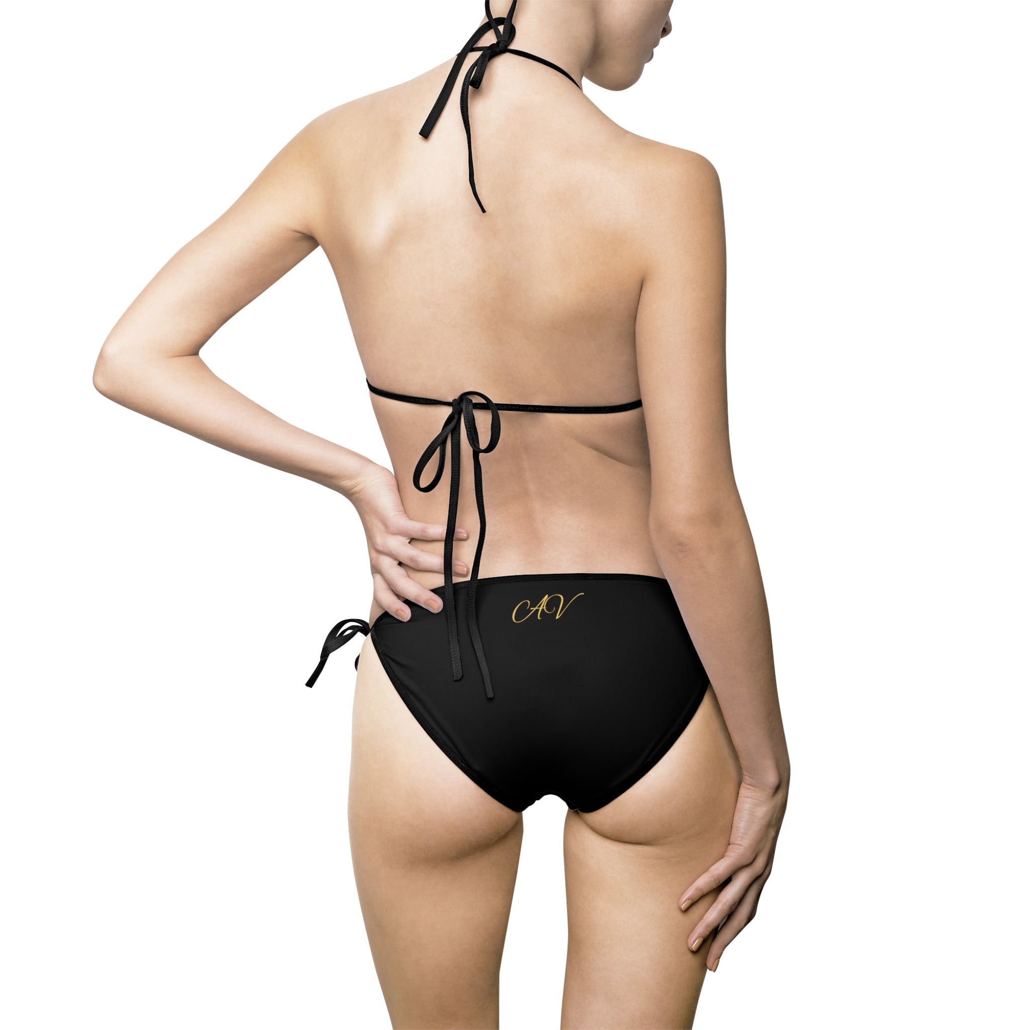 Black Contrast String Bikini — Women's Two-Piece Swimsuit