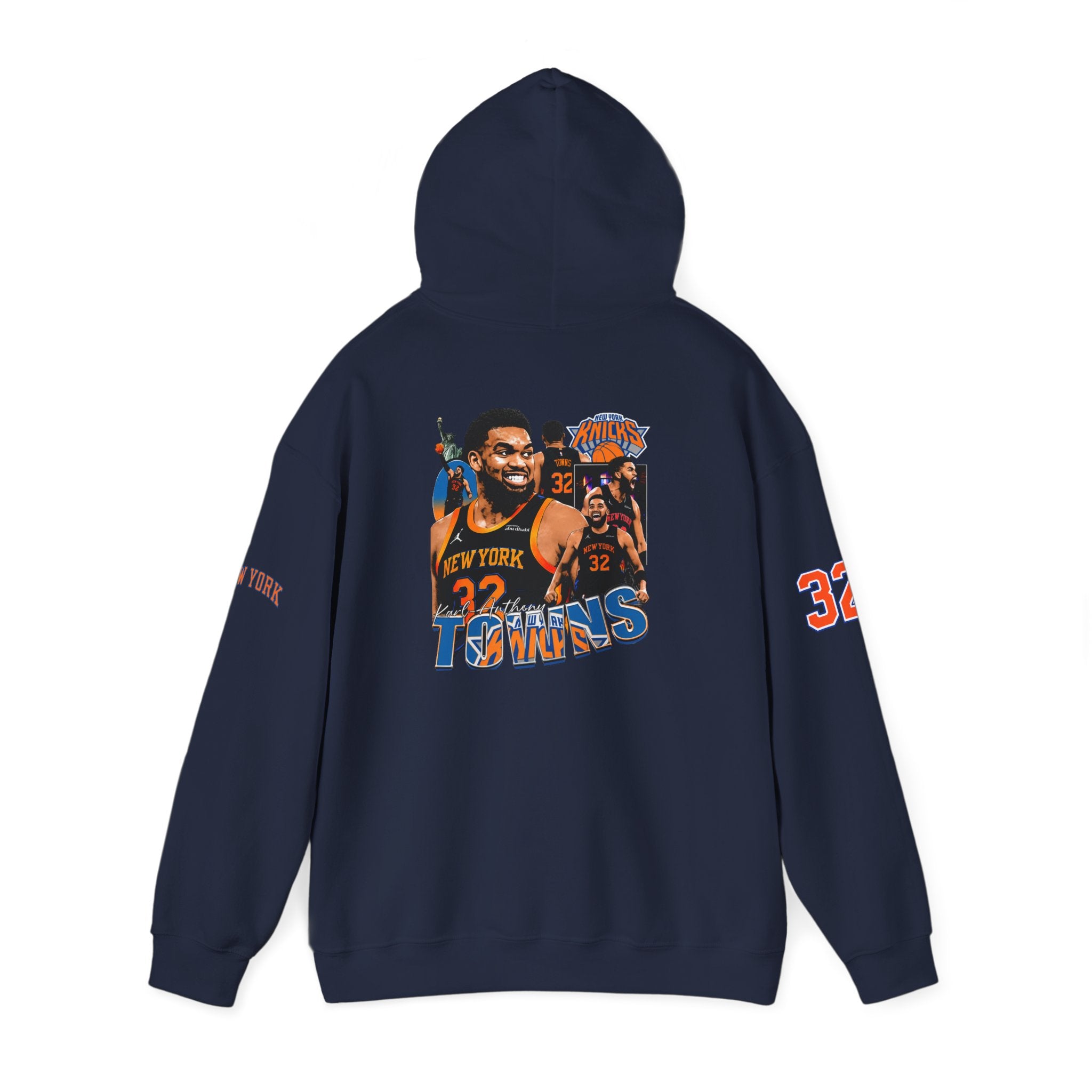 New York Knicks Retro Logo Hoodie — 32 Jersey Sleeve Basketball Pullover