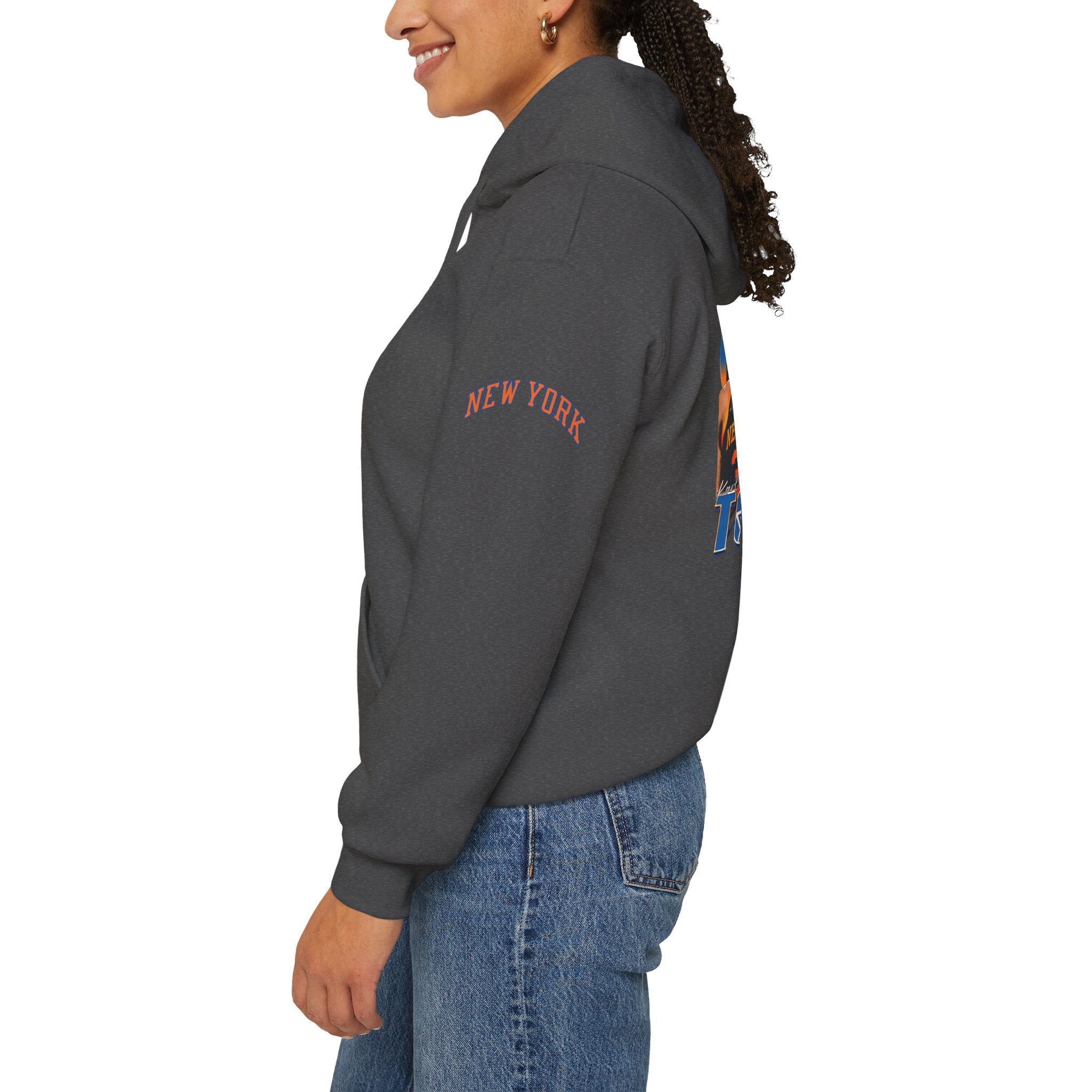 New York Knicks Retro Logo Hoodie — 32 Jersey Sleeve Basketball Pullover