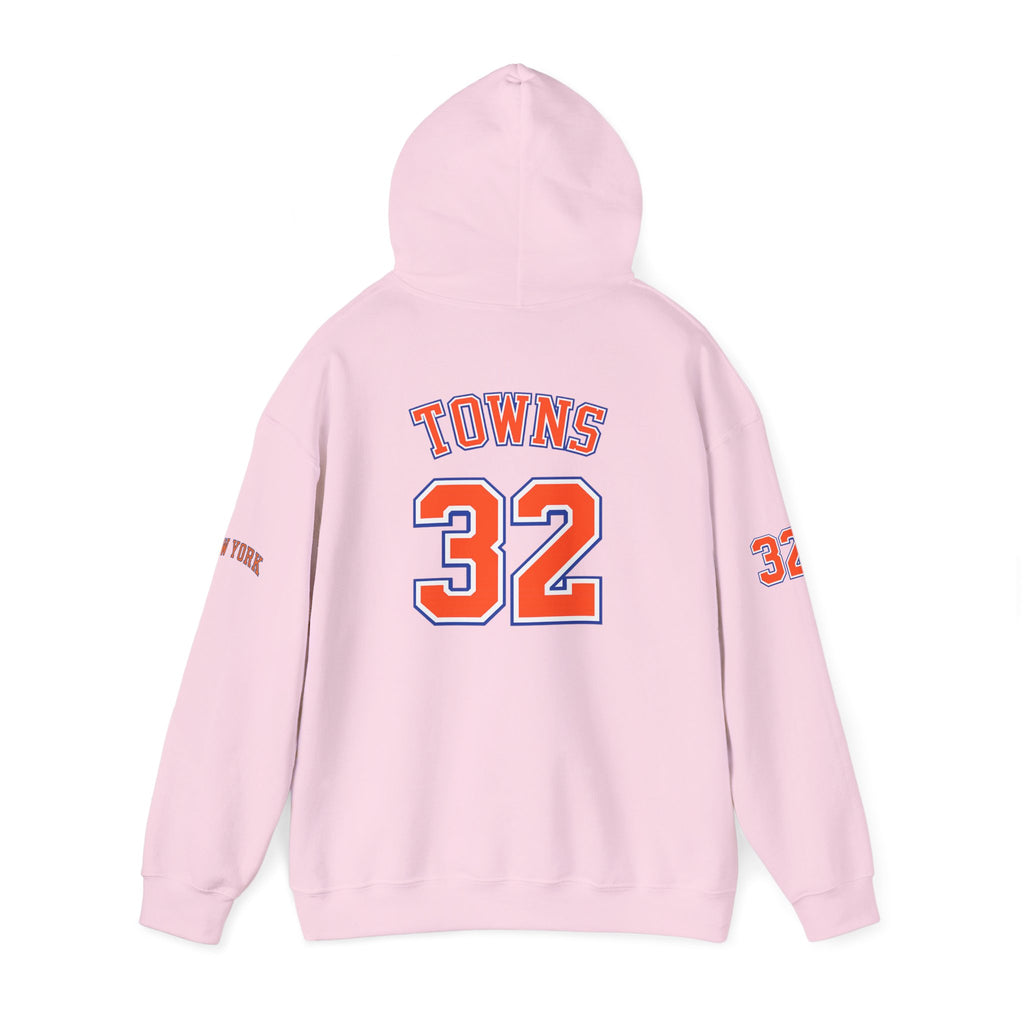 New York Knicks Jersey Hoodie — 'Towns 32' Retro Basketball Pullover