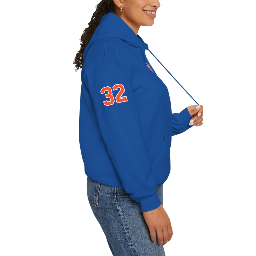 New York Knicks Retro Logo Hoodie — 32 Jersey Sleeve Basketball Pullover
