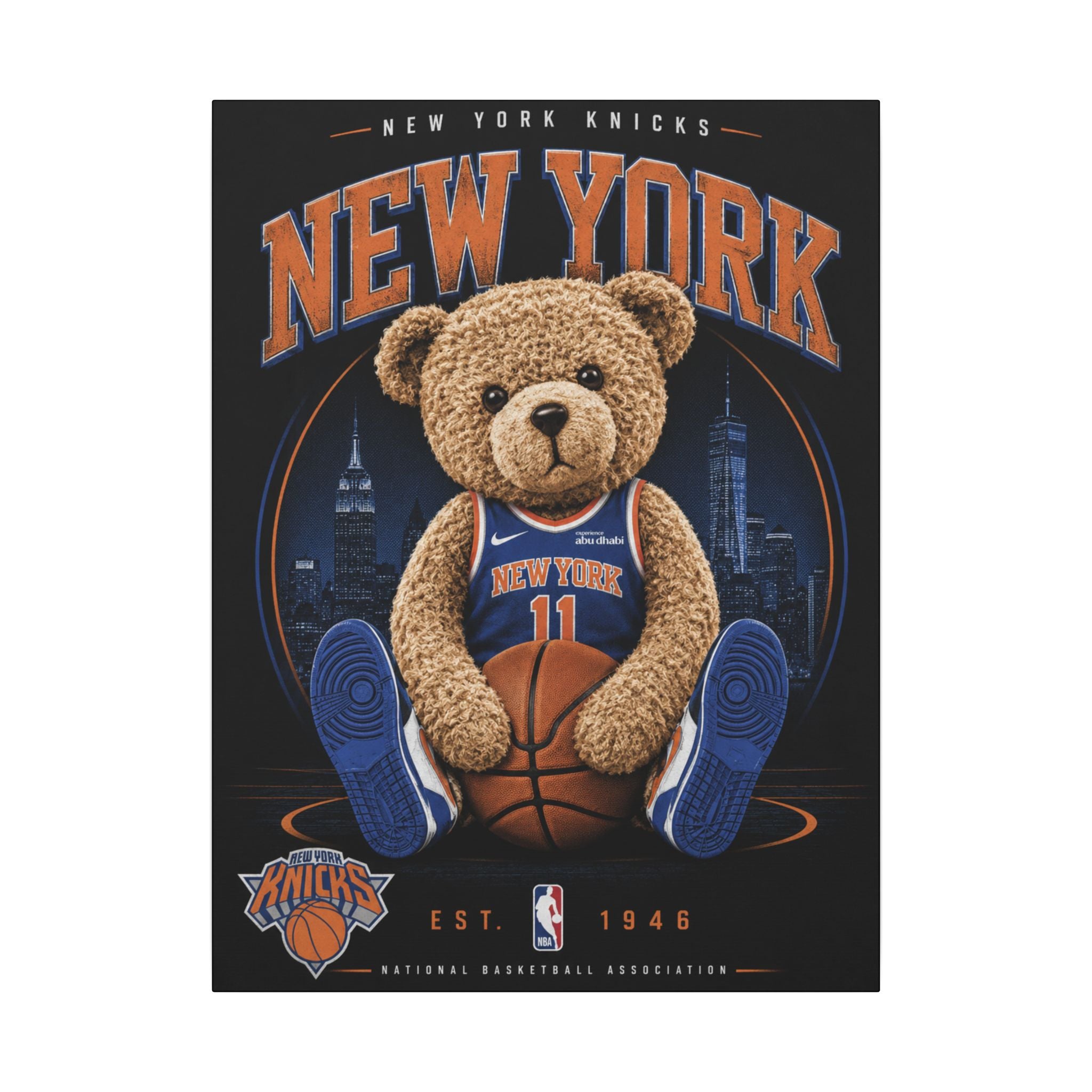 *LIMITED TIME* New York Knicks Teddy Bear Canvas Print — NBA Basketball Wall Art