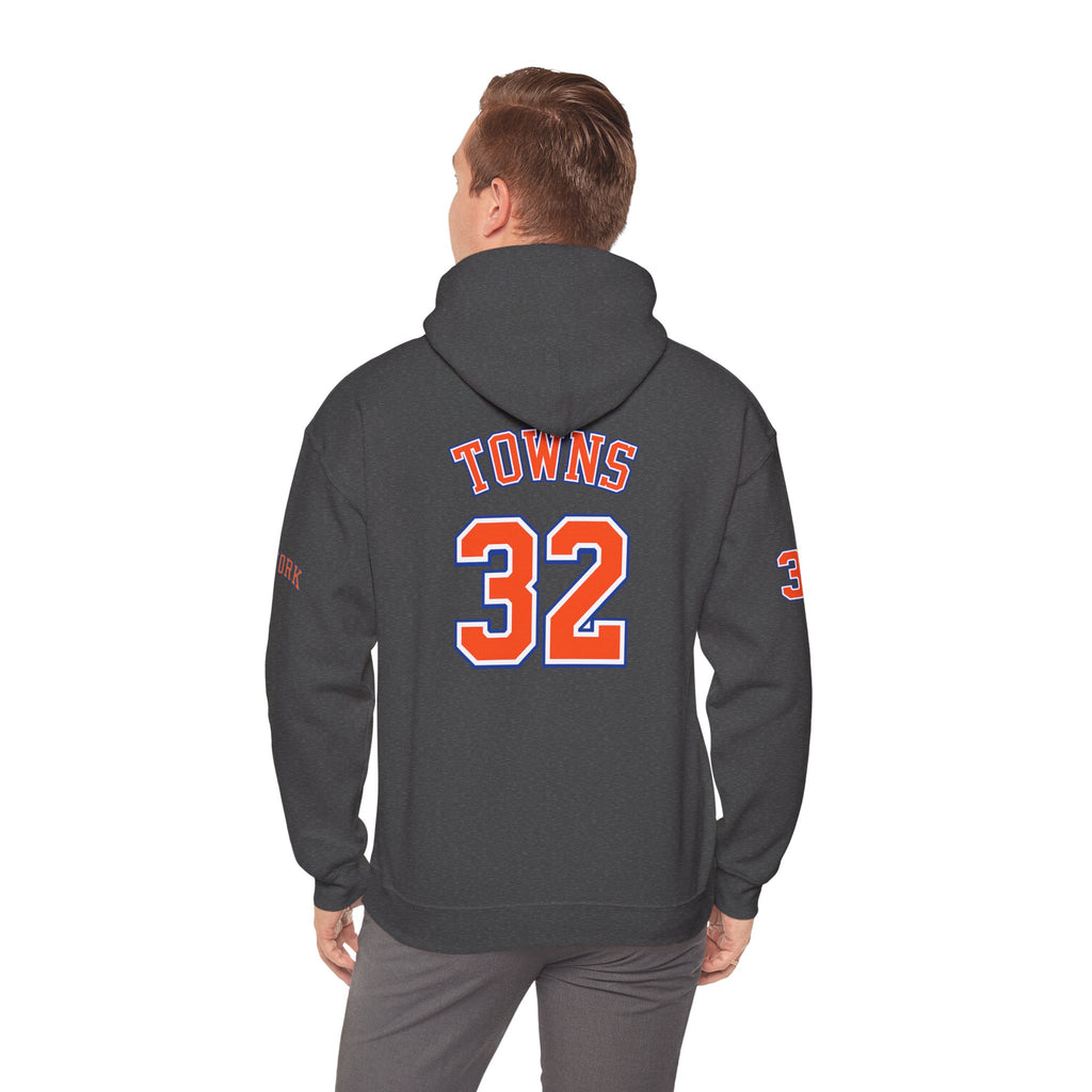 New York Knicks Jersey Hoodie — 'Towns 32' Retro Basketball Pullover