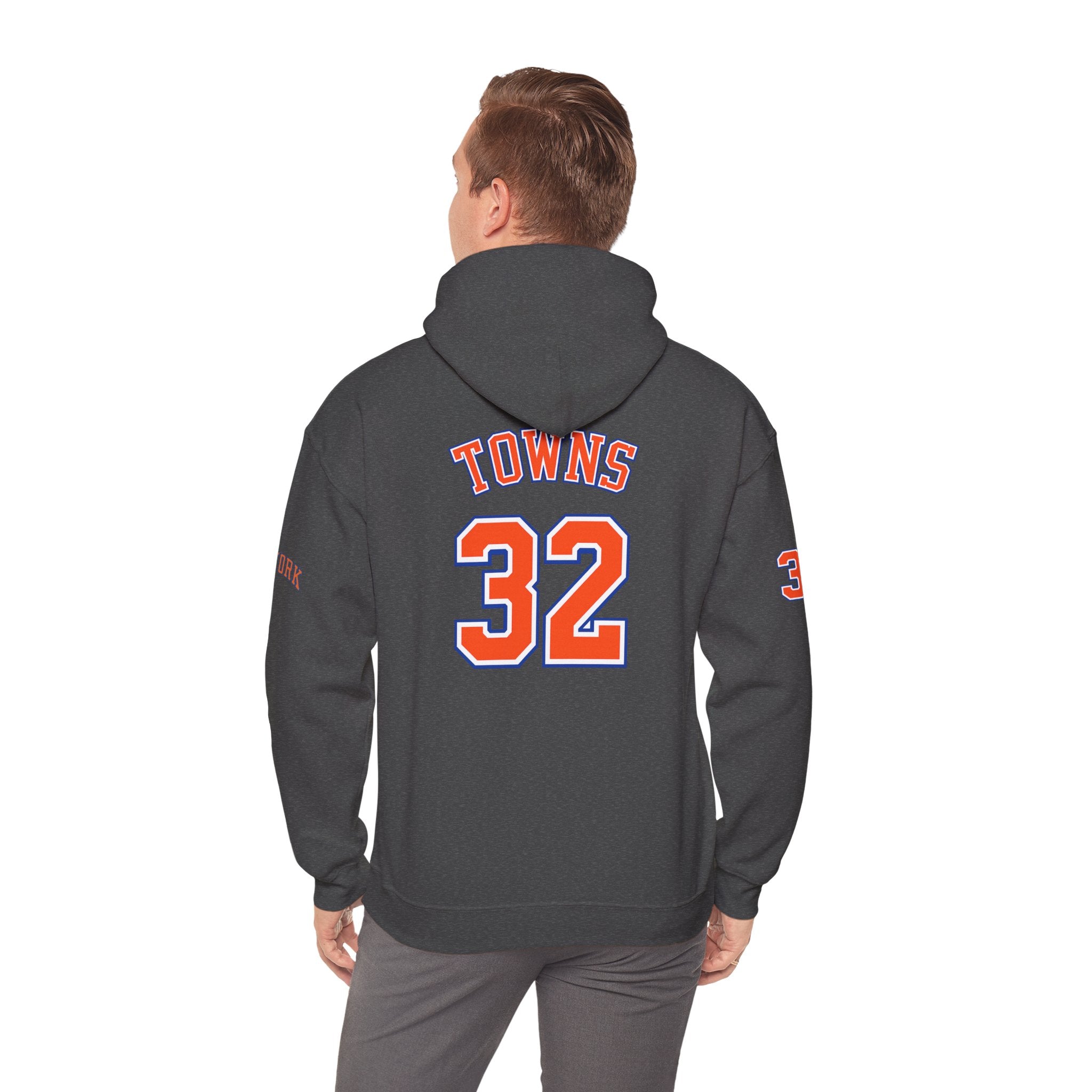 New York Knicks Jersey Hoodie — 'Towns 32' Retro Basketball Pullover