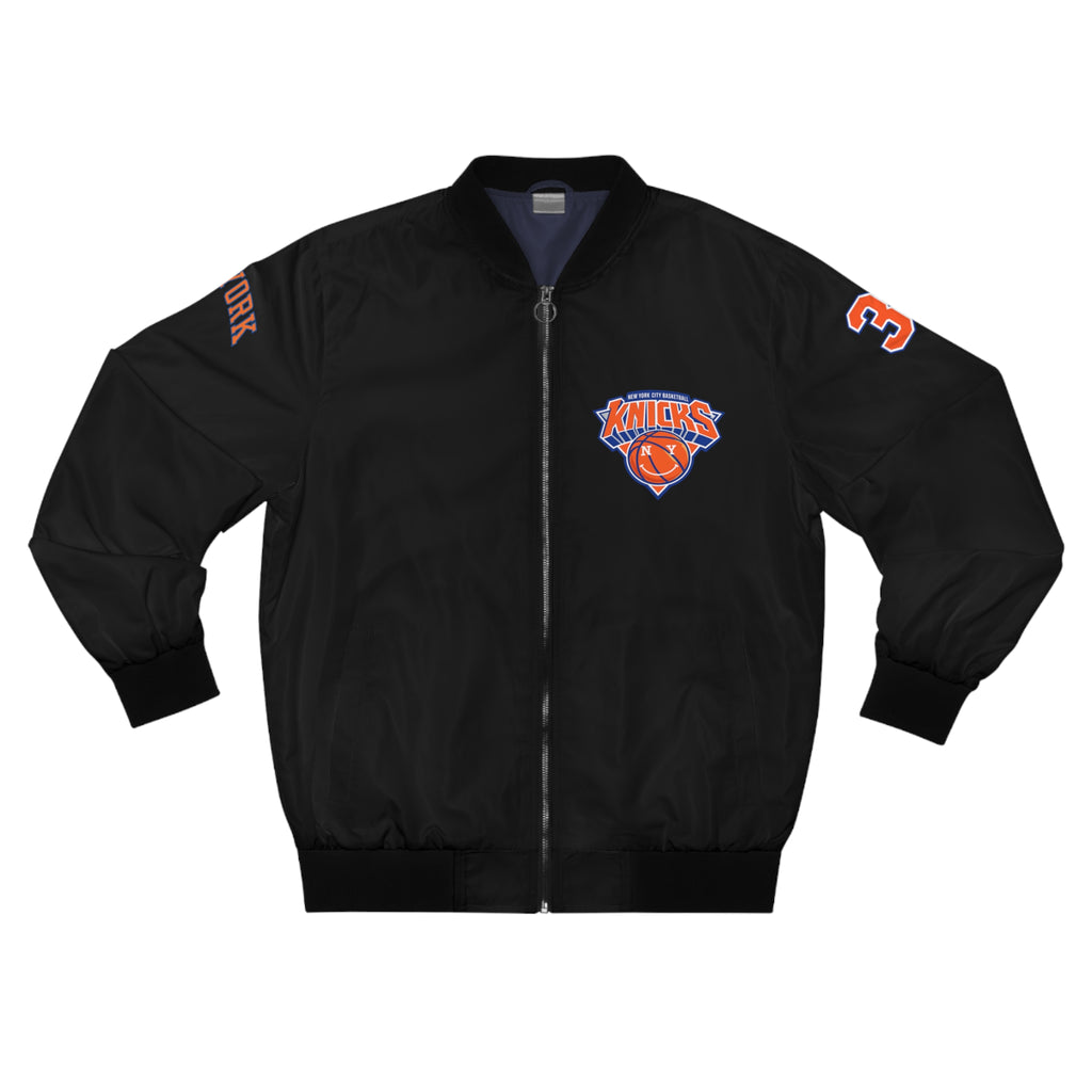 Knicks 'Towns 32' Black Bomber Jacket — Retro NBA Basketball Jacket