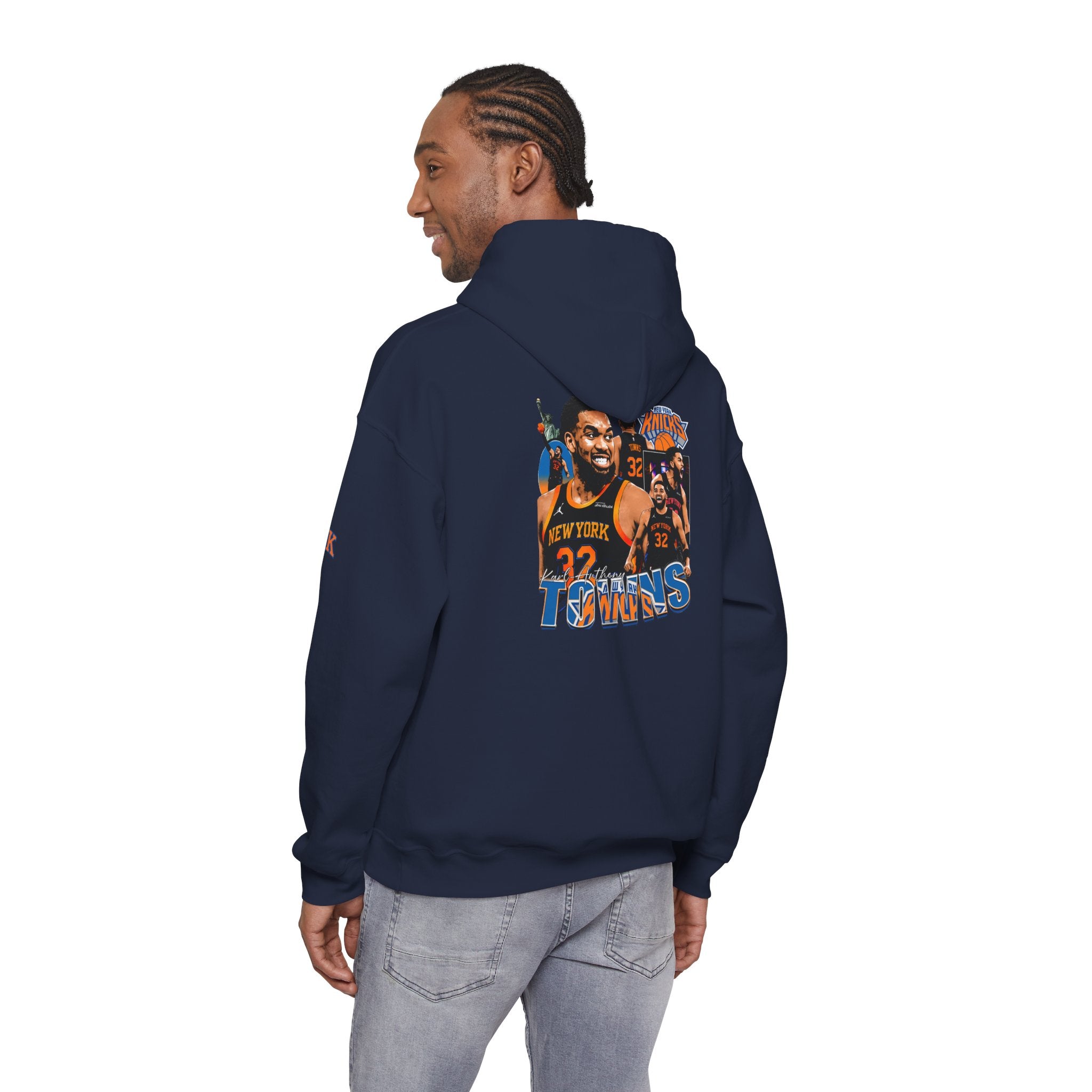 New York Knicks Retro Logo Hoodie — 32 Jersey Sleeve Basketball Pullover