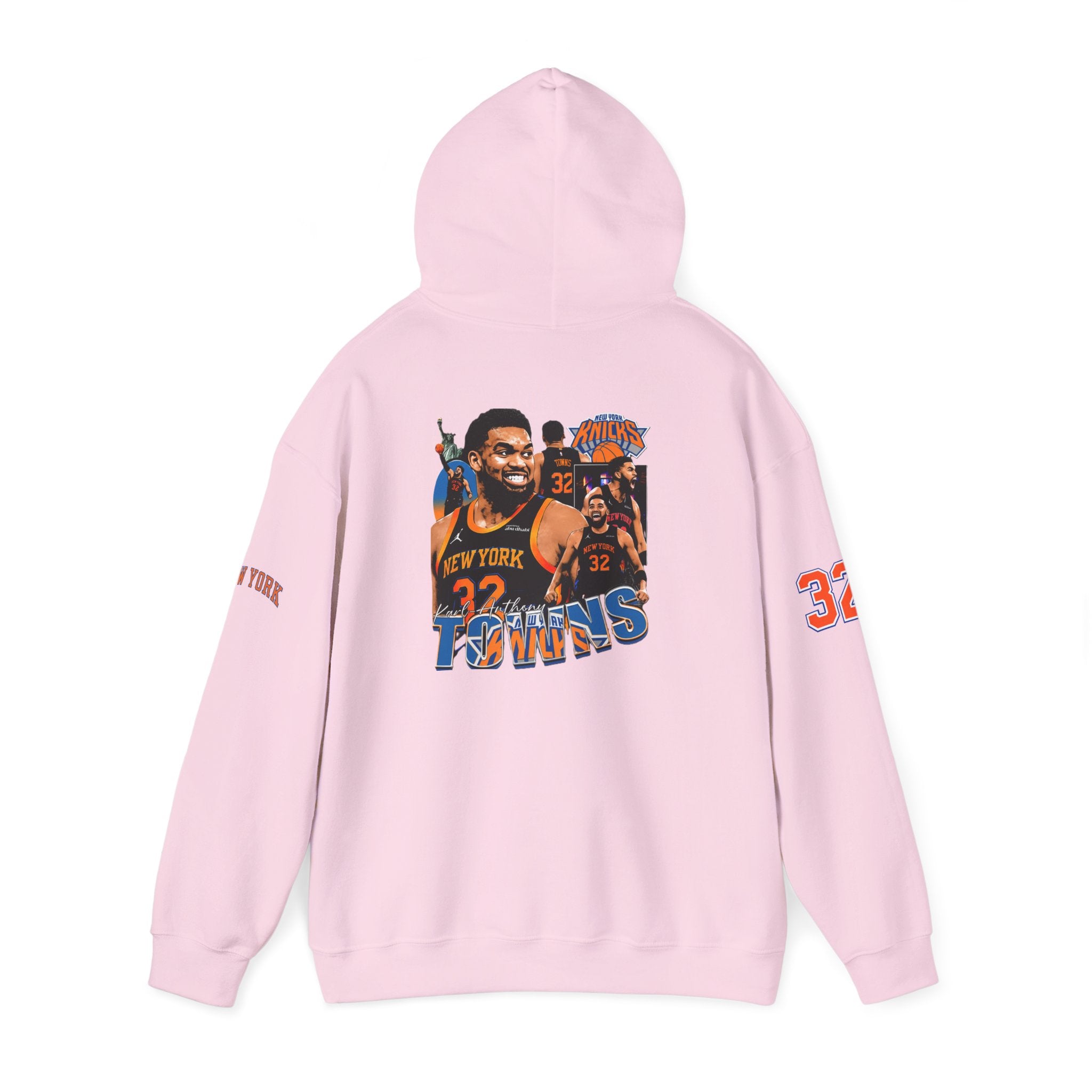 New York Knicks Retro Logo Hoodie — 32 Jersey Sleeve Basketball Pullover