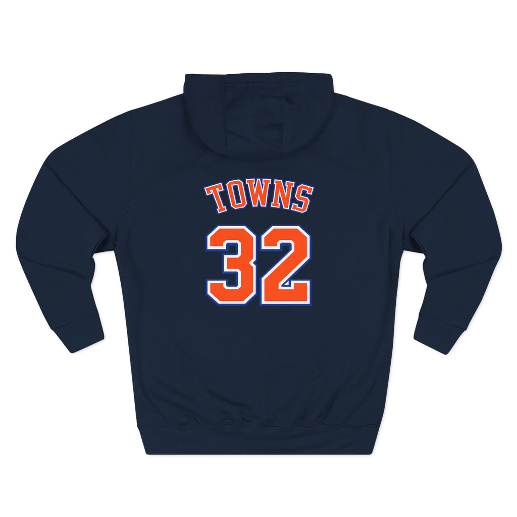 Knicks Basketball Hoodie — 'Towns 32' Team Logo Fleece Pullover