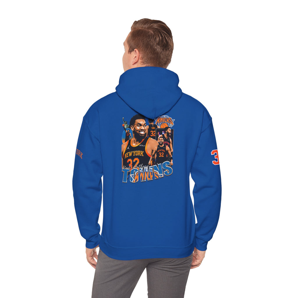 New York Knicks Retro Logo Hoodie — 32 Jersey Sleeve Basketball Pullover