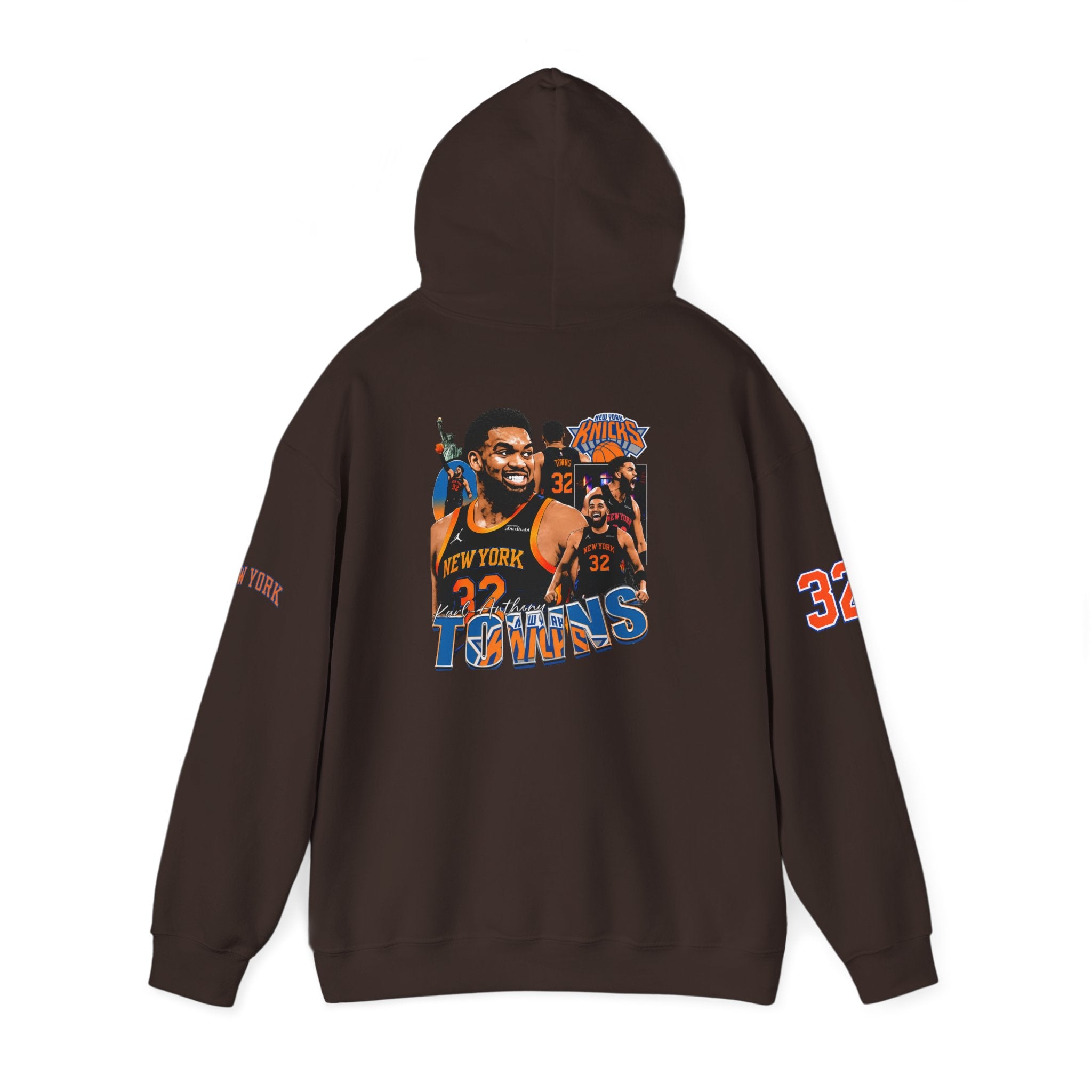 New York Knicks Retro Logo Hoodie — 32 Jersey Sleeve Basketball Pullover
