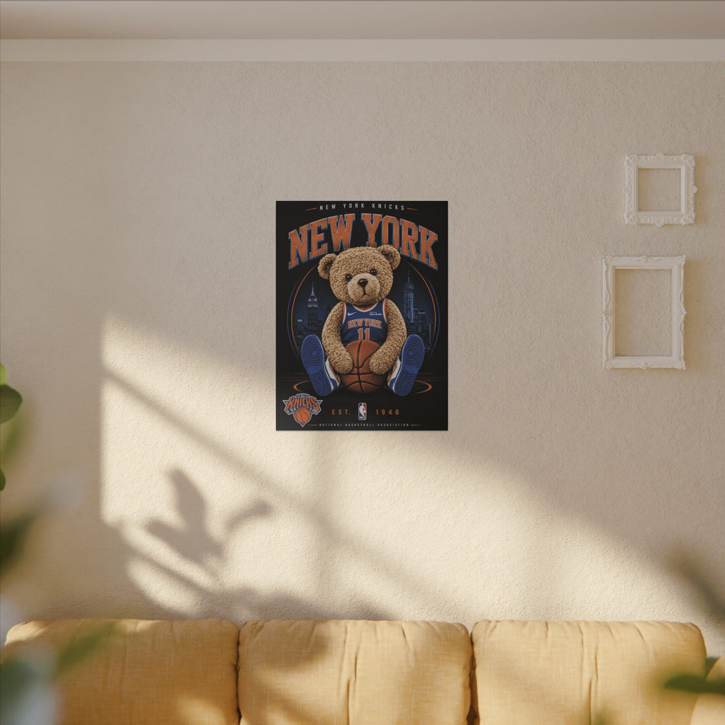 *LIMITED TIME* New York Knicks Teddy Bear Canvas Print — NBA Basketball Wall Art