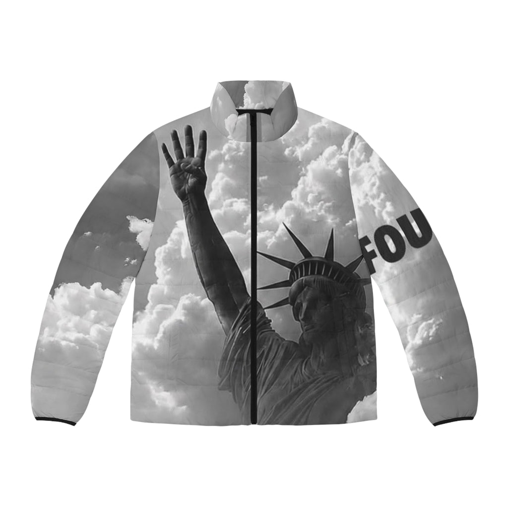 Puffer Jacket — 'Knicks in Four' Statue of Liberty Cloud Print