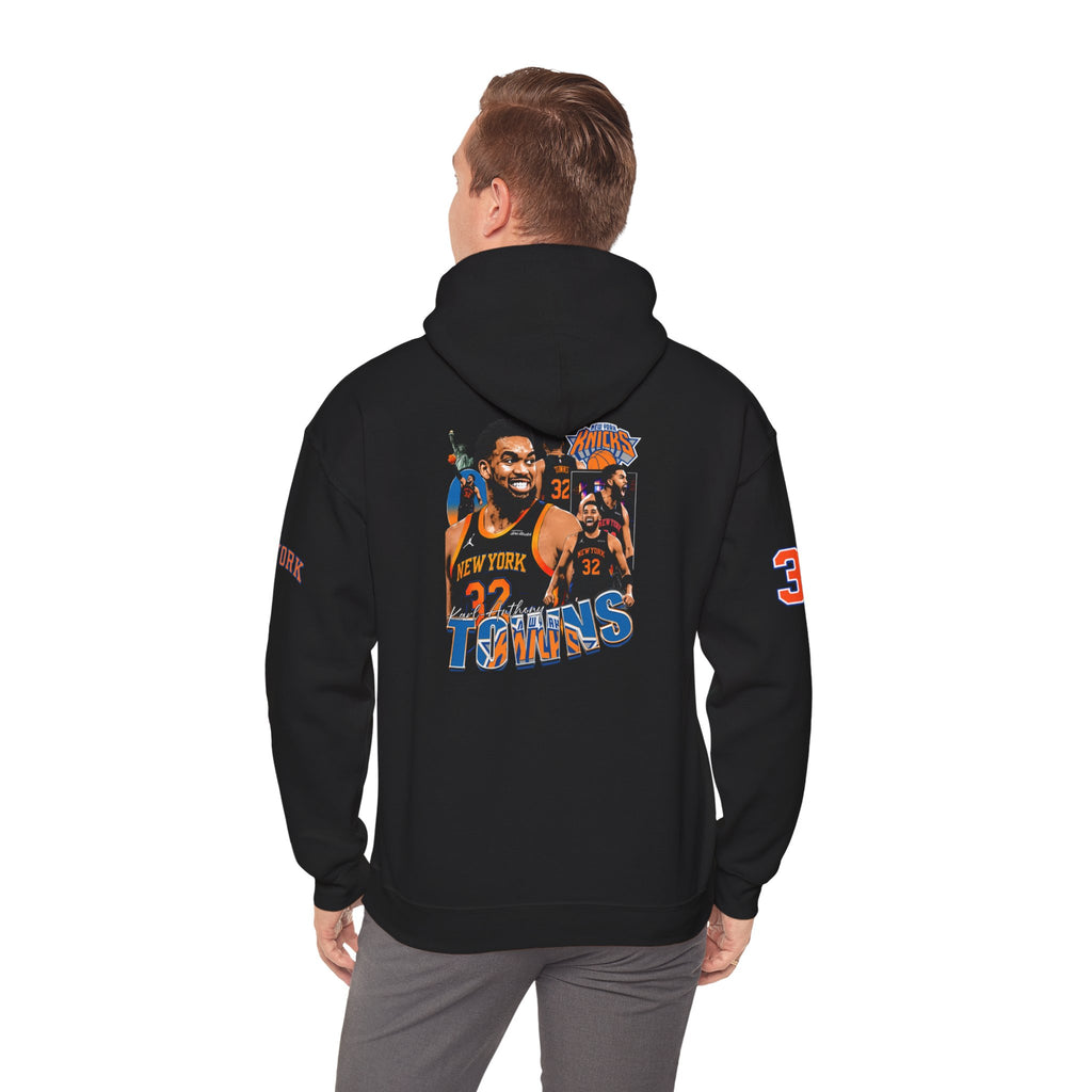 New York Knicks Retro Logo Hoodie — 32 Jersey Sleeve Basketball Pullover