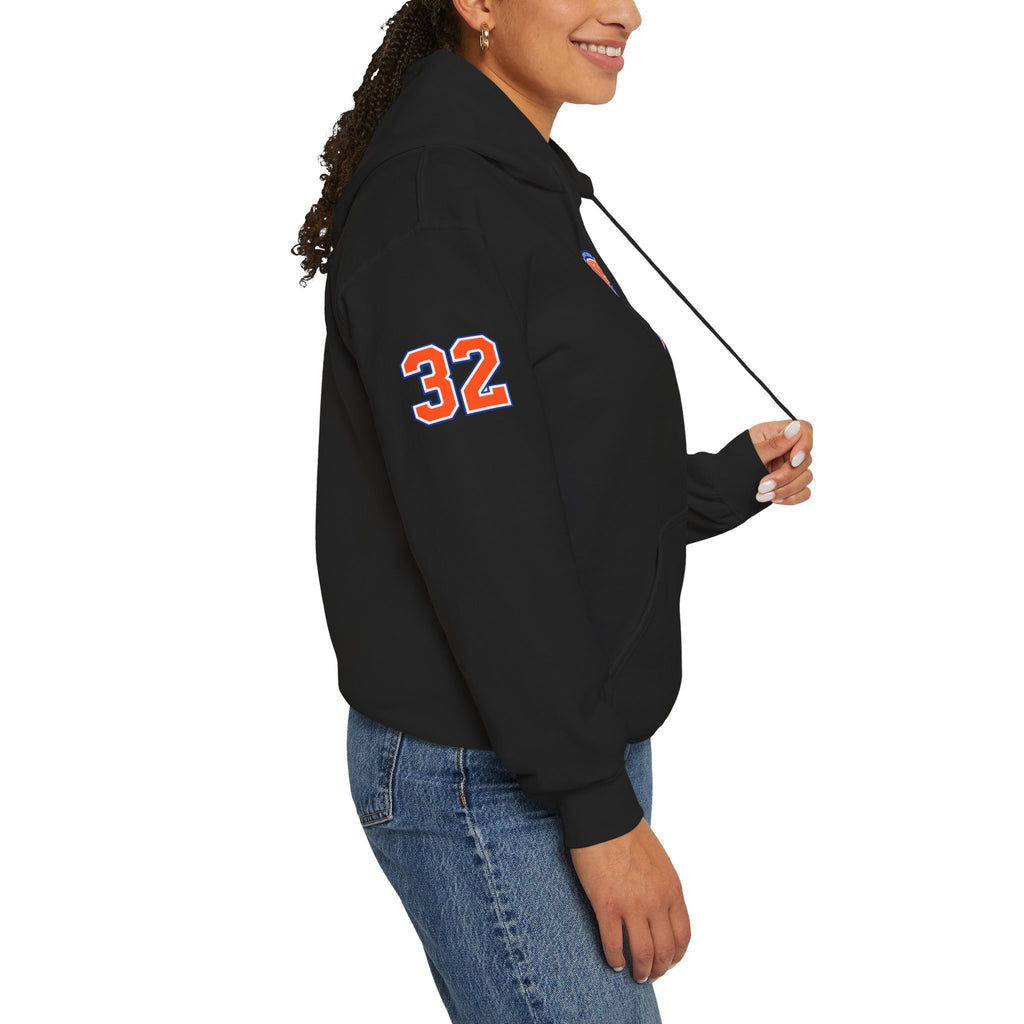 New York Knicks Retro Logo Hoodie — 32 Jersey Sleeve Basketball Pullover