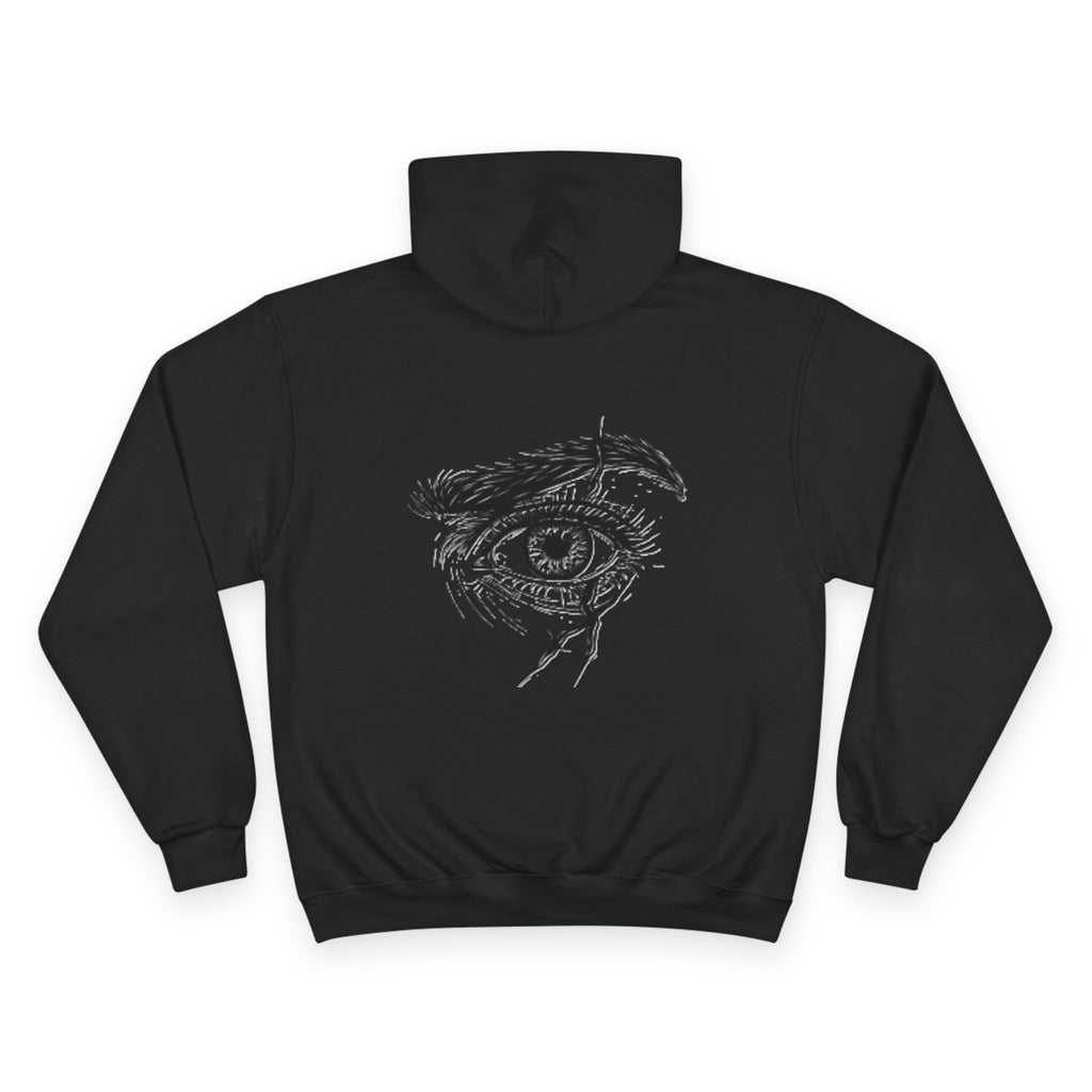 White Hoodie with Sketch Eye Graphic