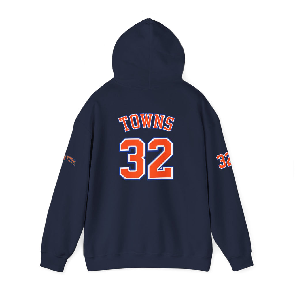 New York Knicks Jersey Hoodie — 'Towns 32' Retro Basketball Pullover