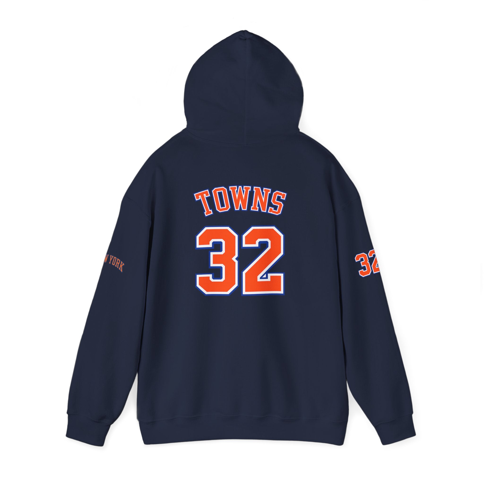 New York Knicks Jersey Hoodie — 'Towns 32' Retro Basketball Pullover