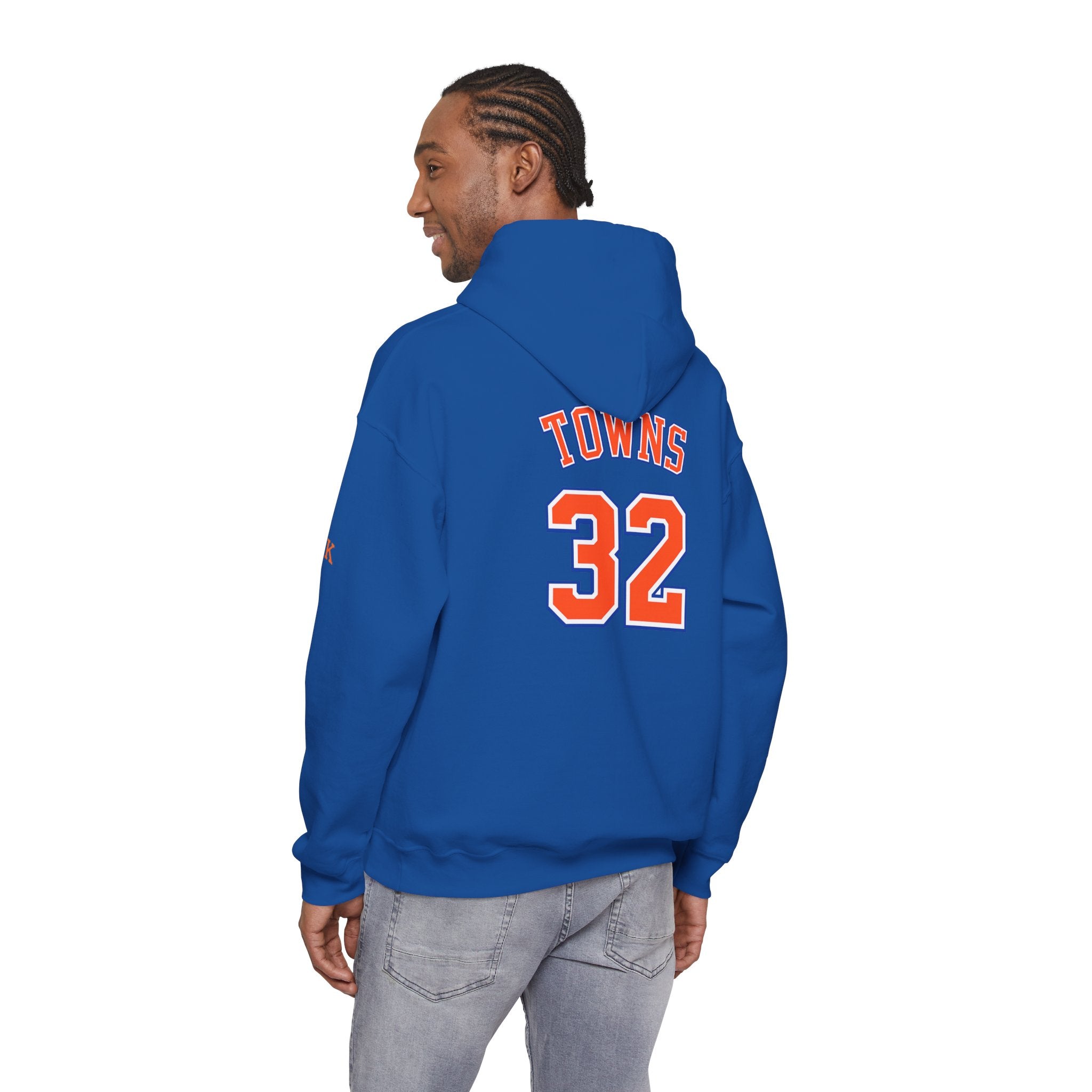 New York Knicks Jersey Hoodie — 'Towns 32' Retro Basketball Pullover