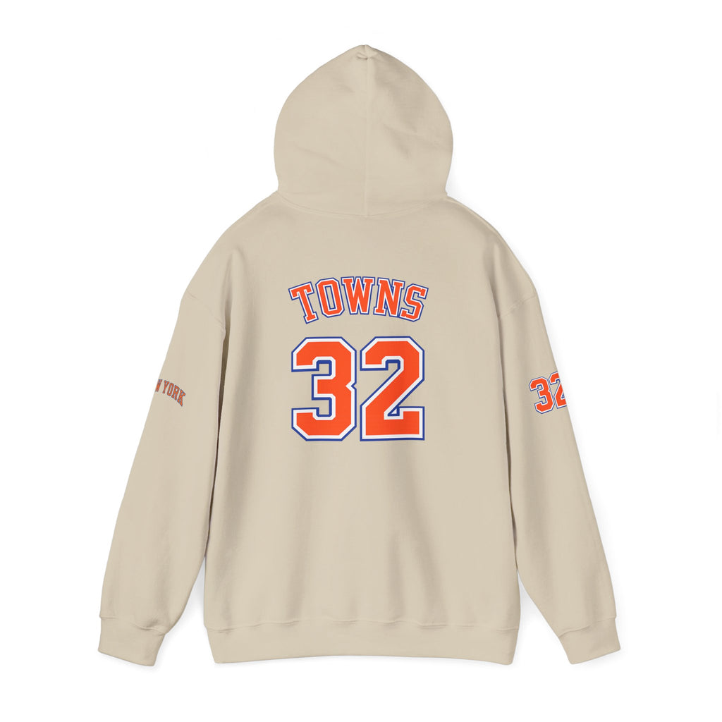 New York Knicks Jersey Hoodie — 'Towns 32' Retro Basketball Pullover