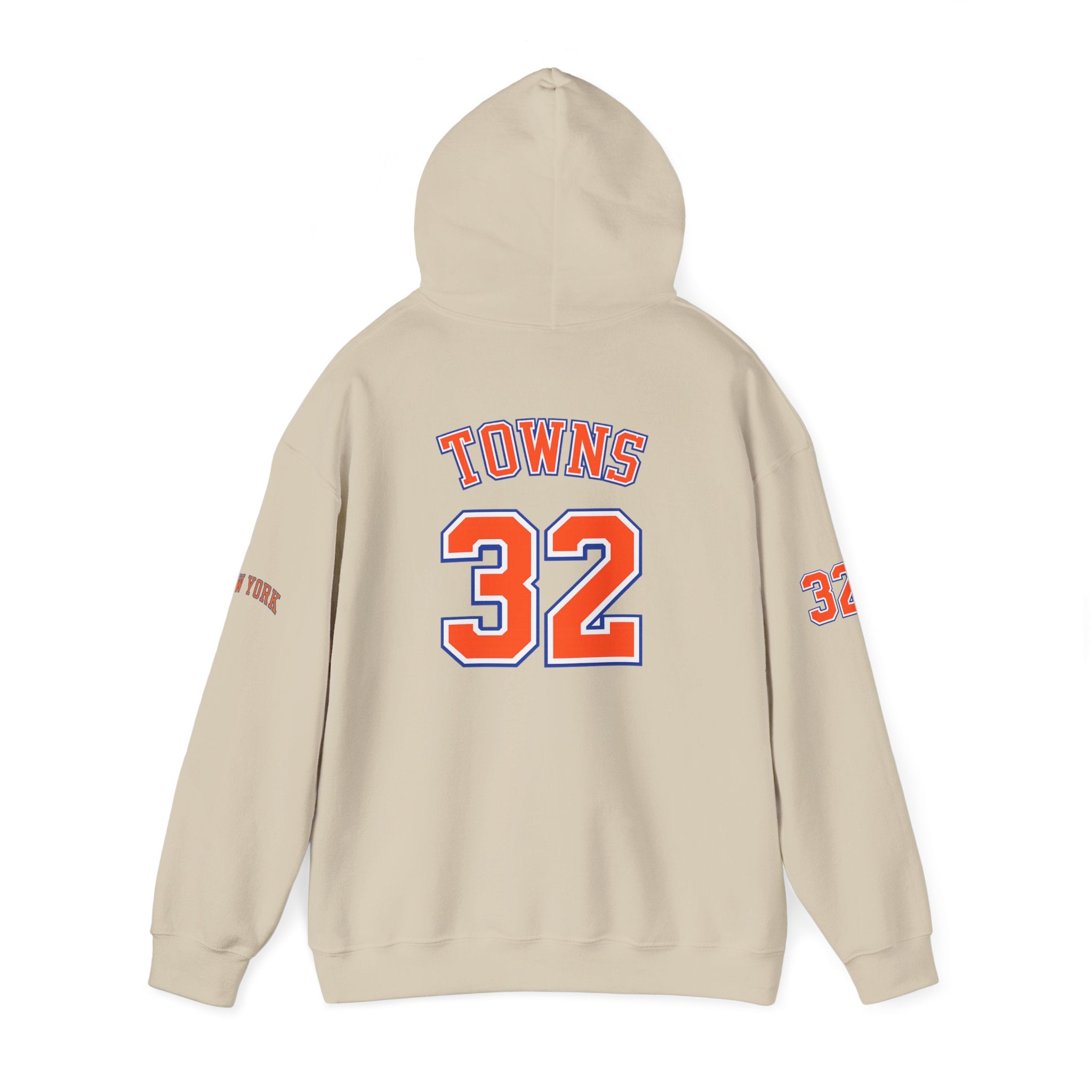 New York Knicks Jersey Hoodie — 'Towns 32' Retro Basketball Pullover