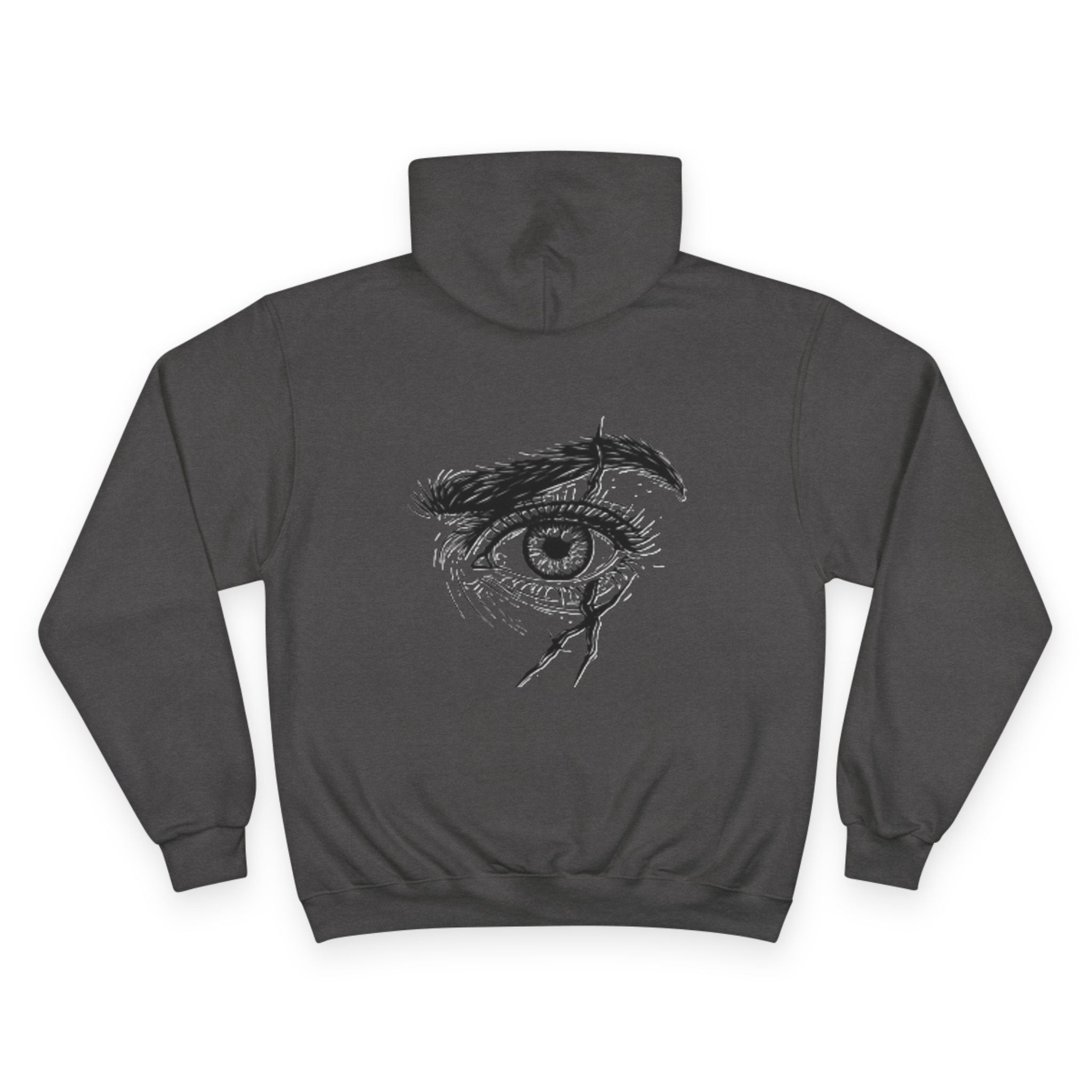 White Hoodie with Sketch Eye Graphic