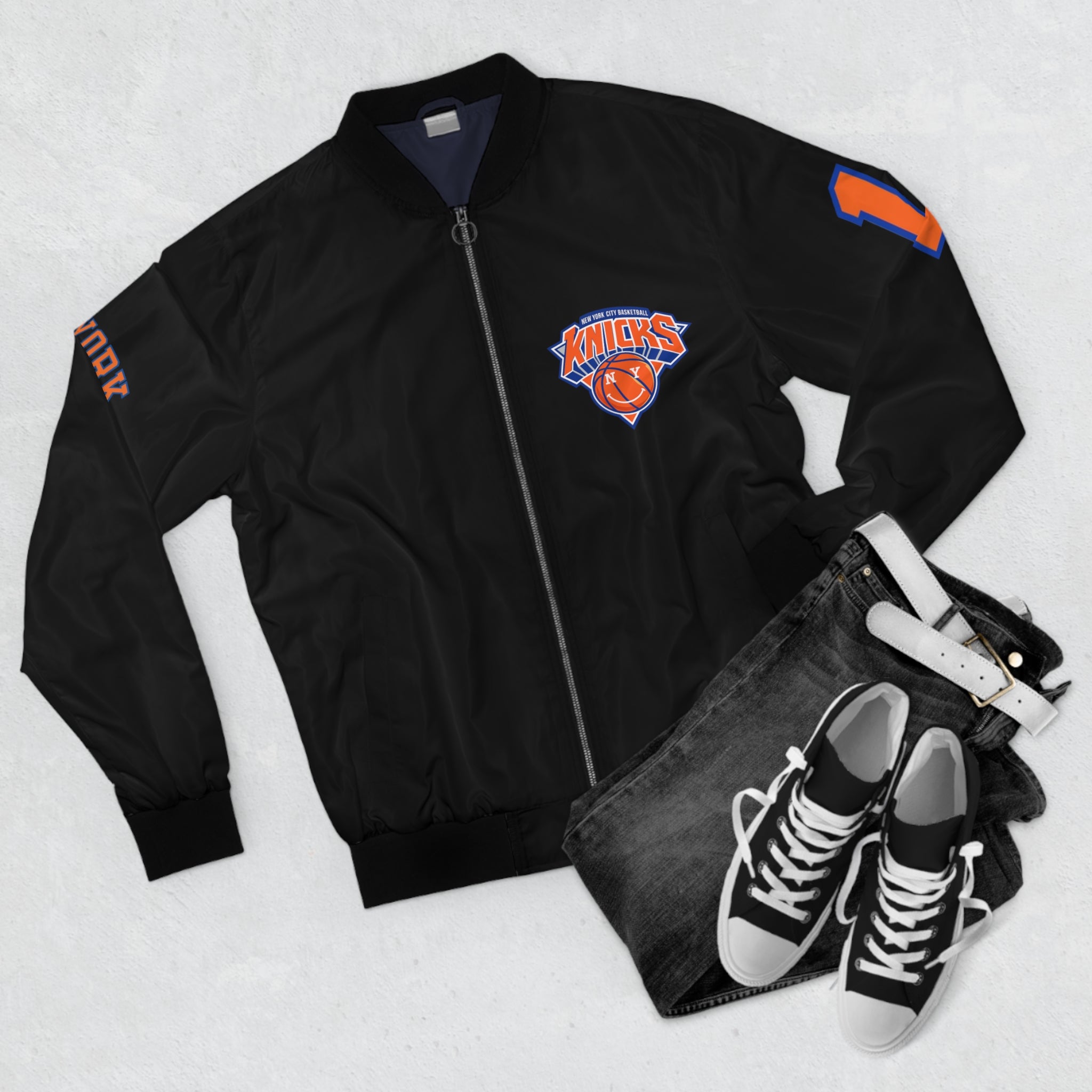 Bronx Knicks 'Brunson 11' Men's Bomber Jacket — Black Team Fan Jacket