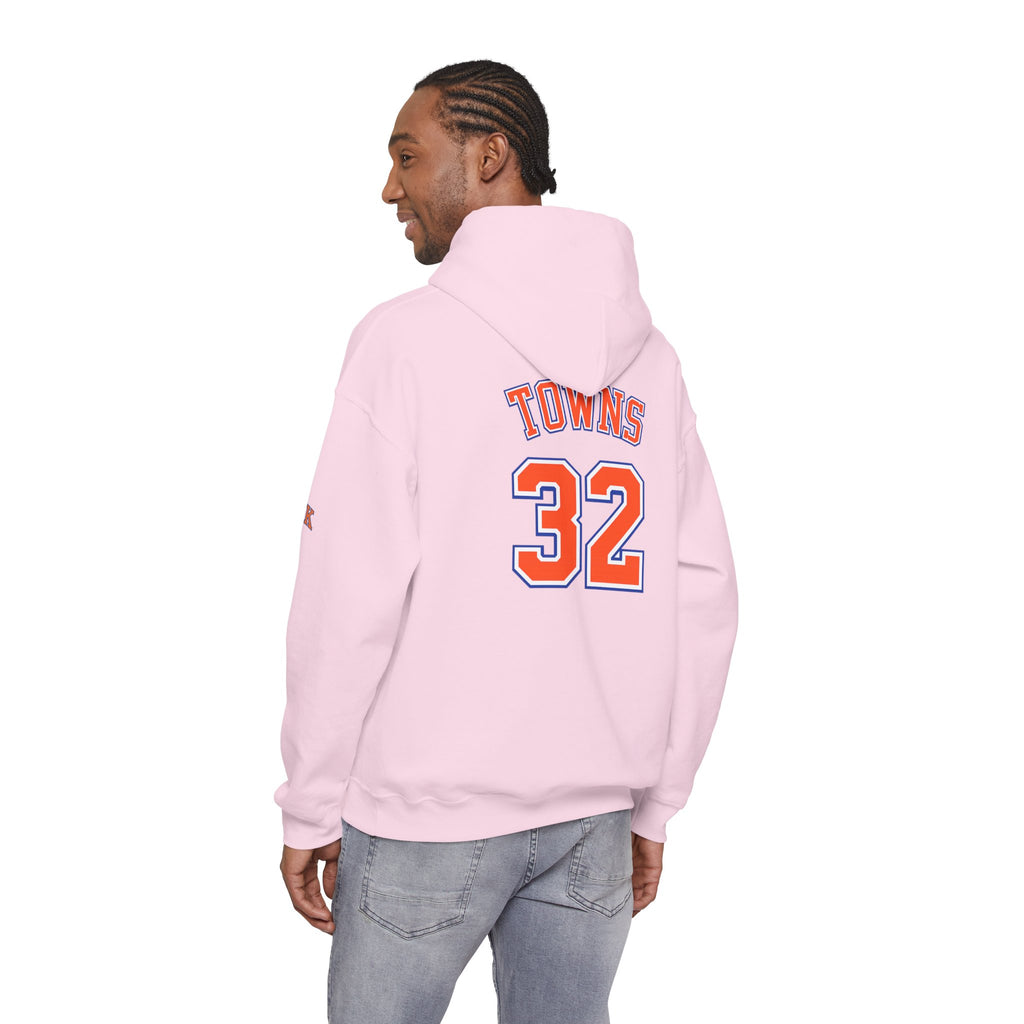 New York Knicks Jersey Hoodie — 'Towns 32' Retro Basketball Pullover