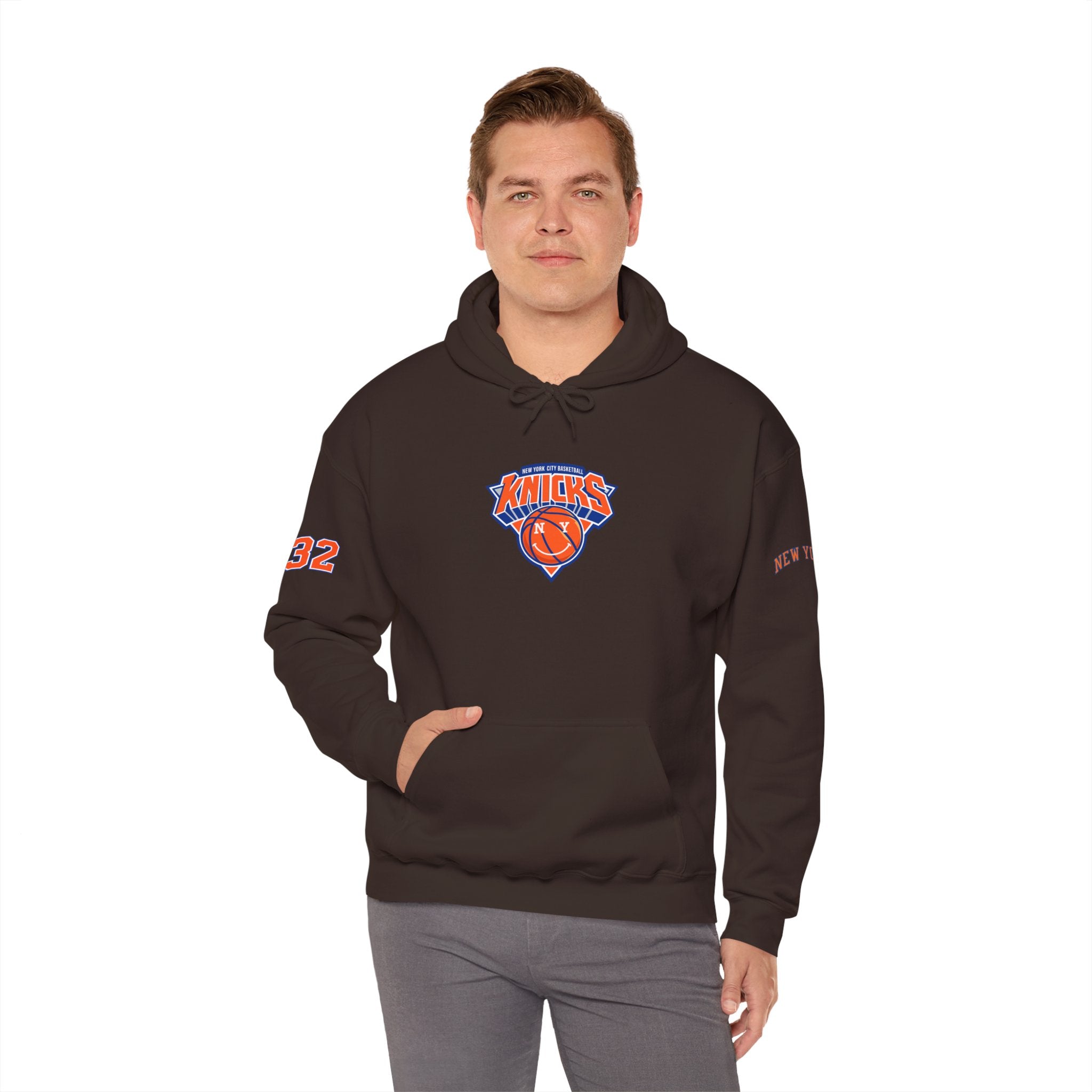New York Knicks Jersey Hoodie — 'Towns 32' Retro Basketball Pullover