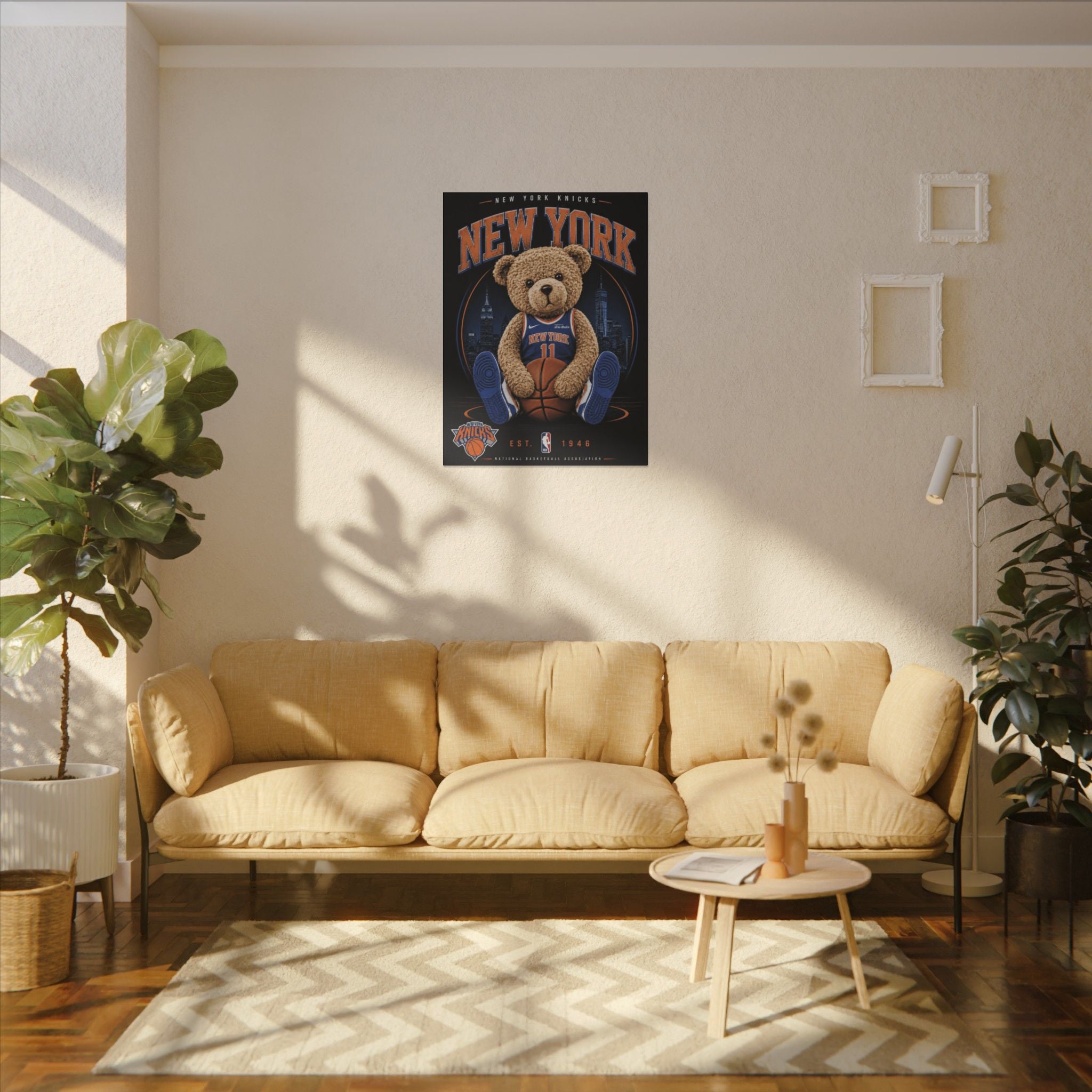 *LIMITED TIME* New York Knicks Teddy Bear Canvas Print — NBA Basketball Wall Art